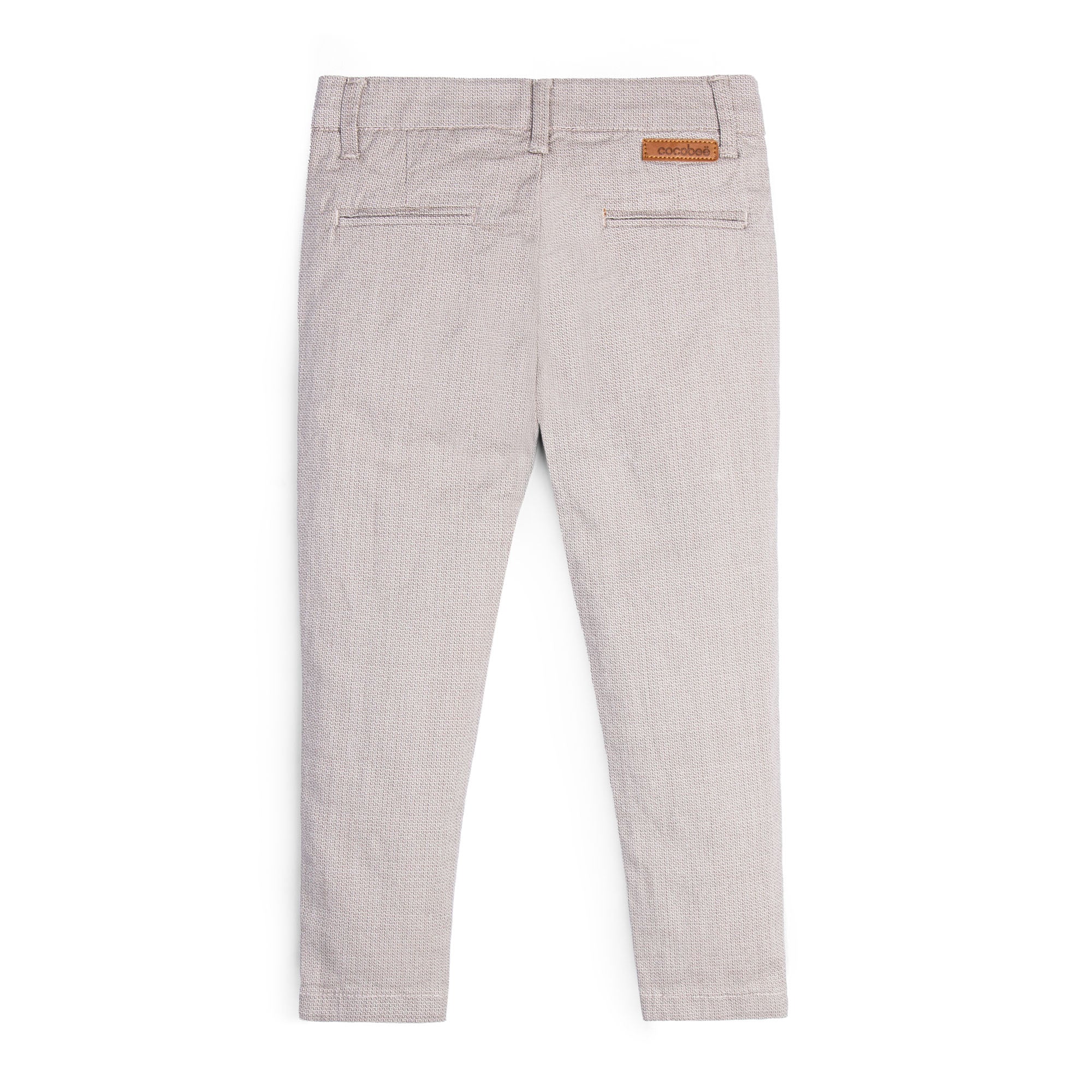 Micro Check Cotton Pant-Beige - Image 2