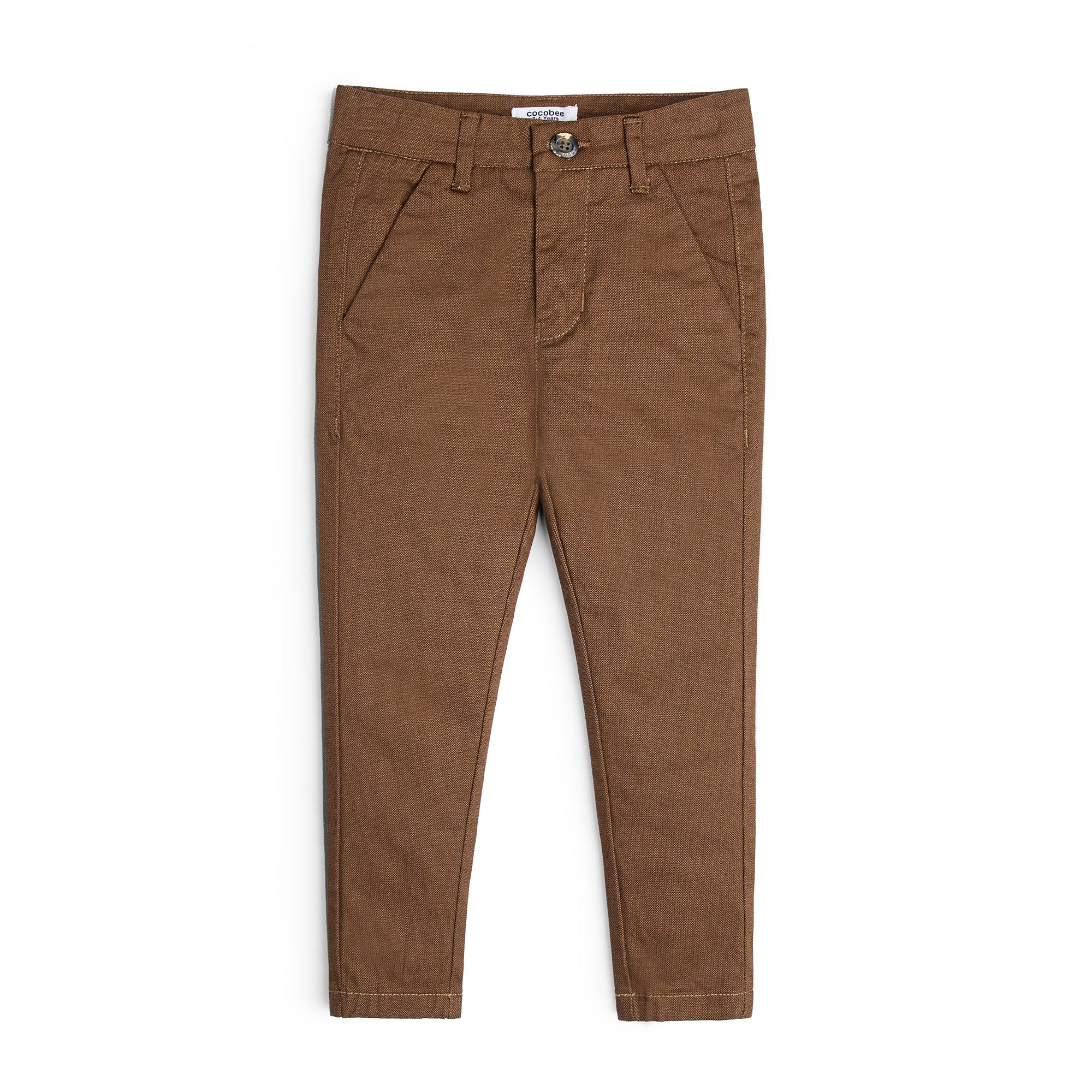 Micro Check Cotton Pant-Brown