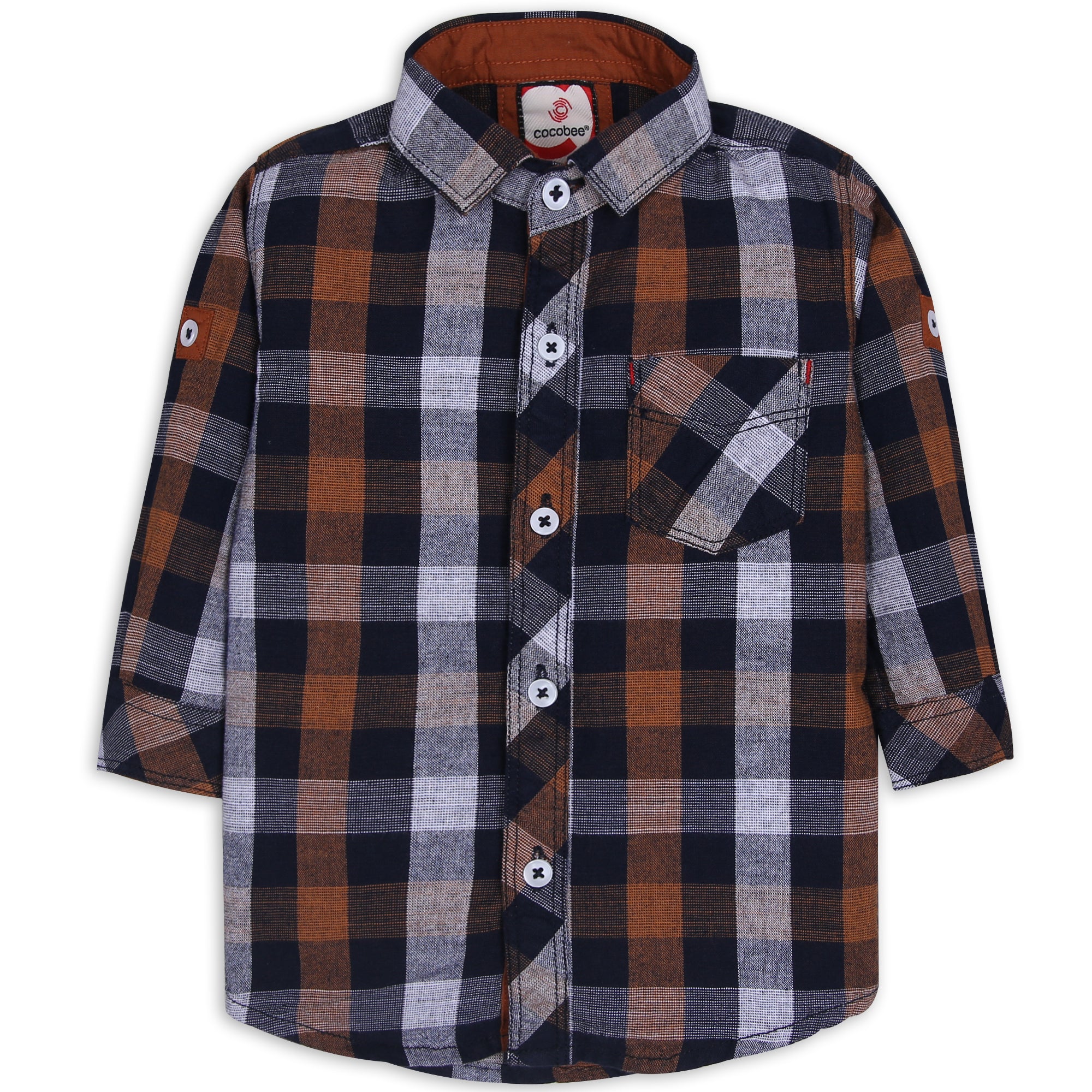 Wide Orange Checked Shirt