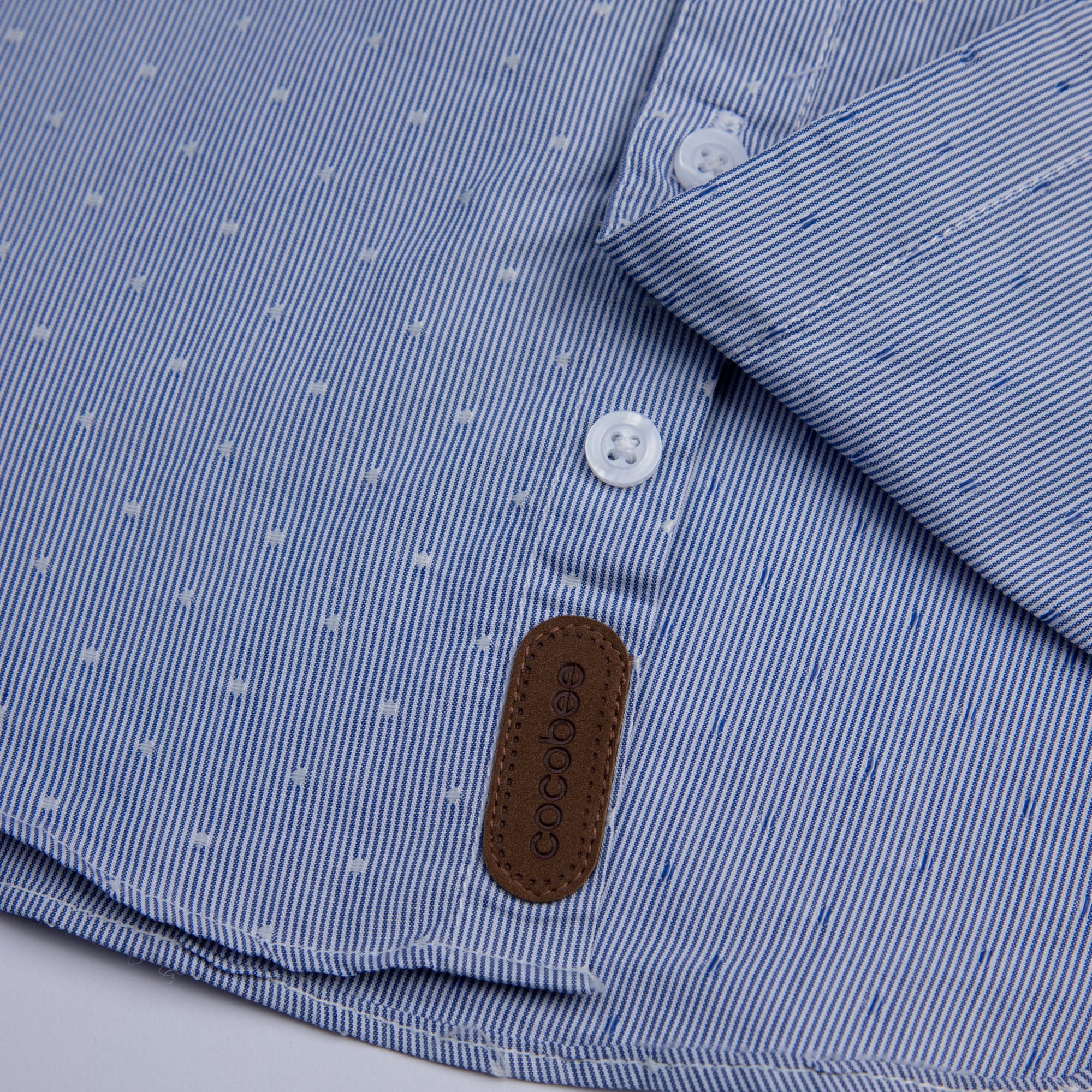 Textured Blue Dress Shirt - Image 3