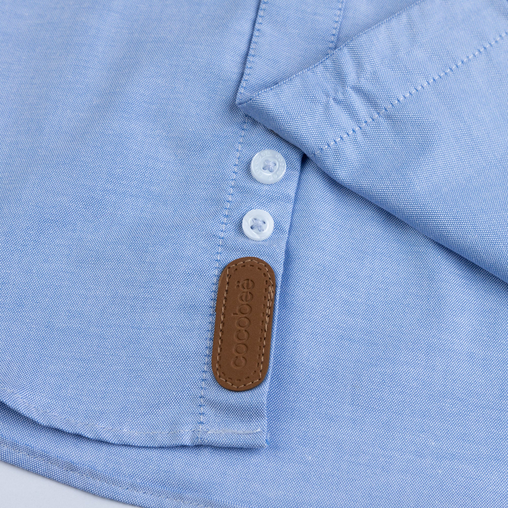 Plain Blue Button-Down Shirt - Image 2