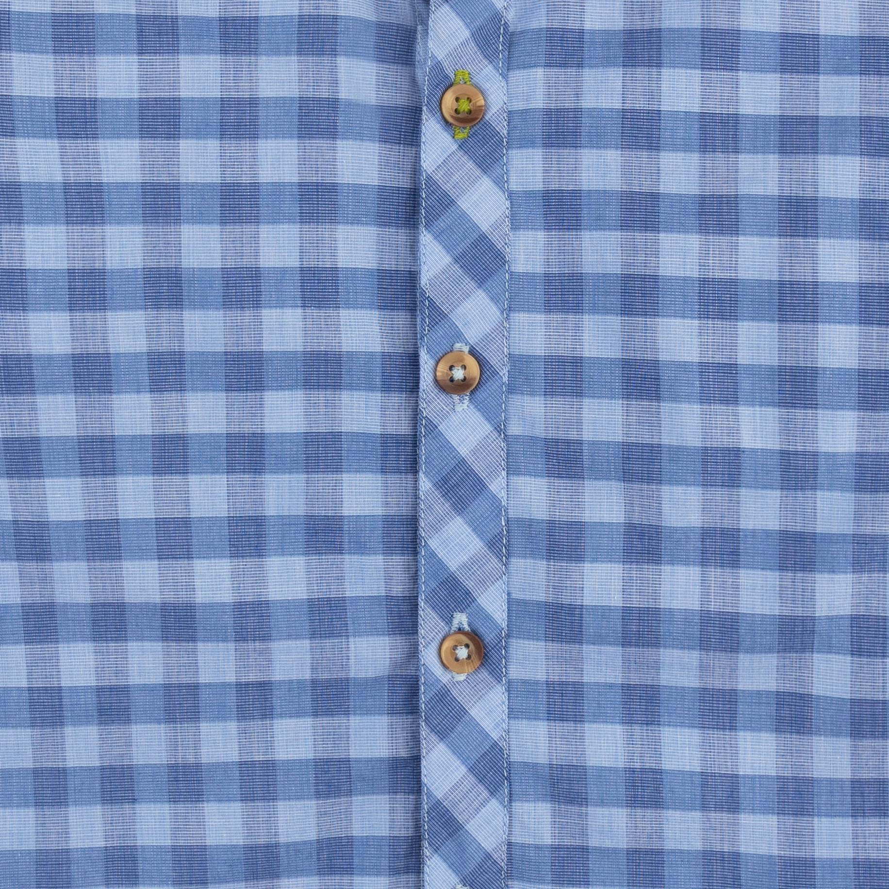 Blue Gingham Check Casual Shirt - Image 2