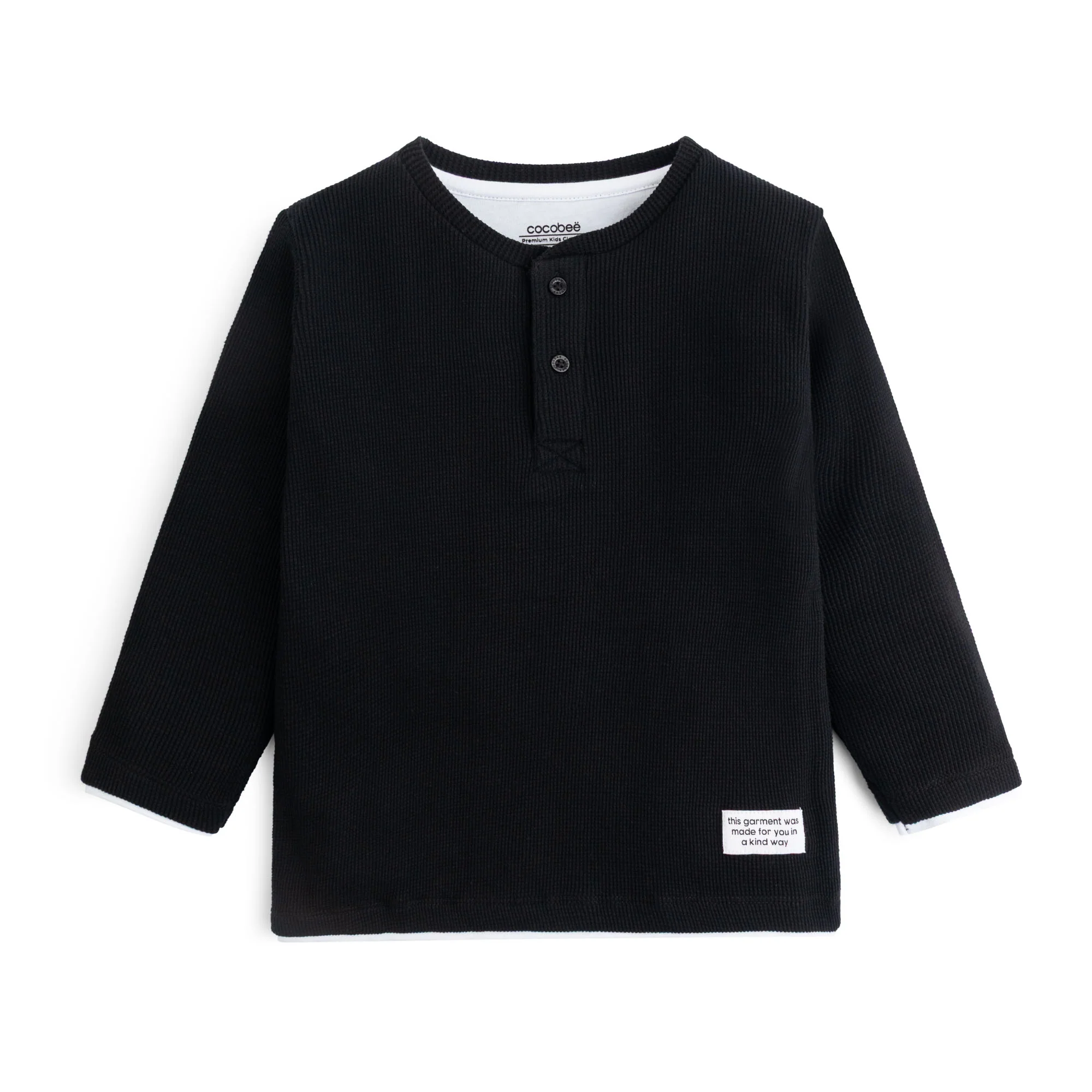 Black Long-Sleeve Henley Shirt