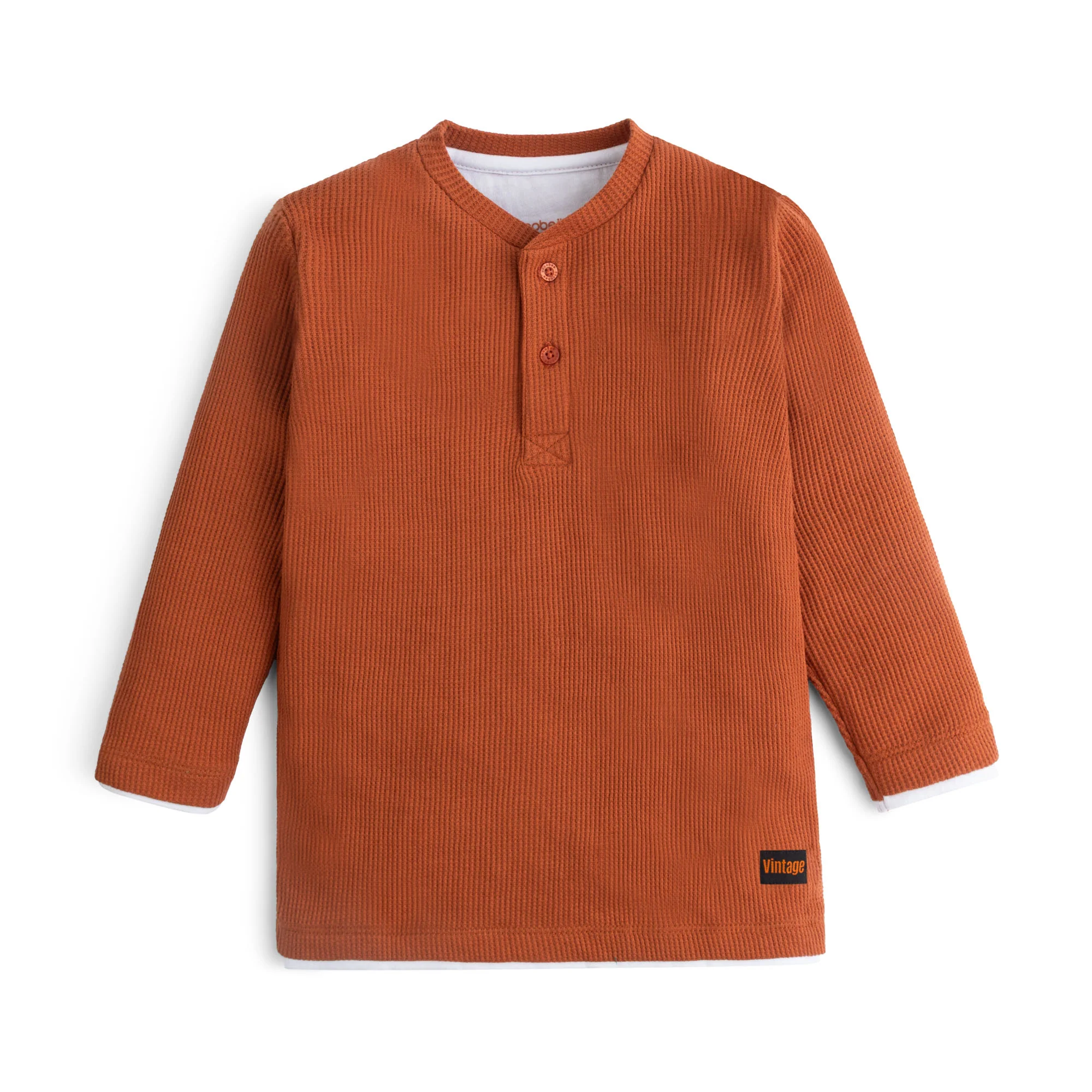 Terracotta Long-Sleeve Henley Shirt