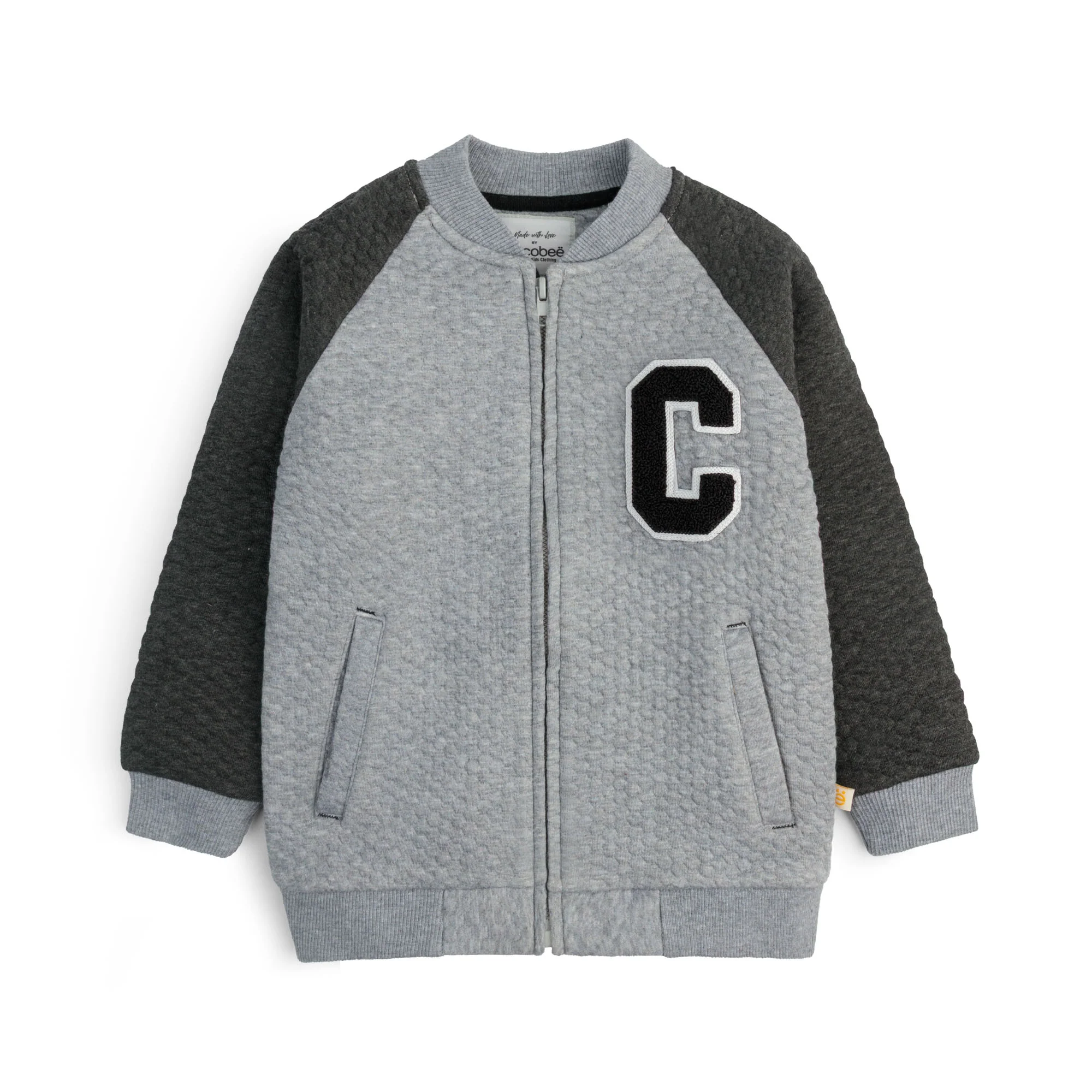 Ash Grey Raglan Varsity Jacket