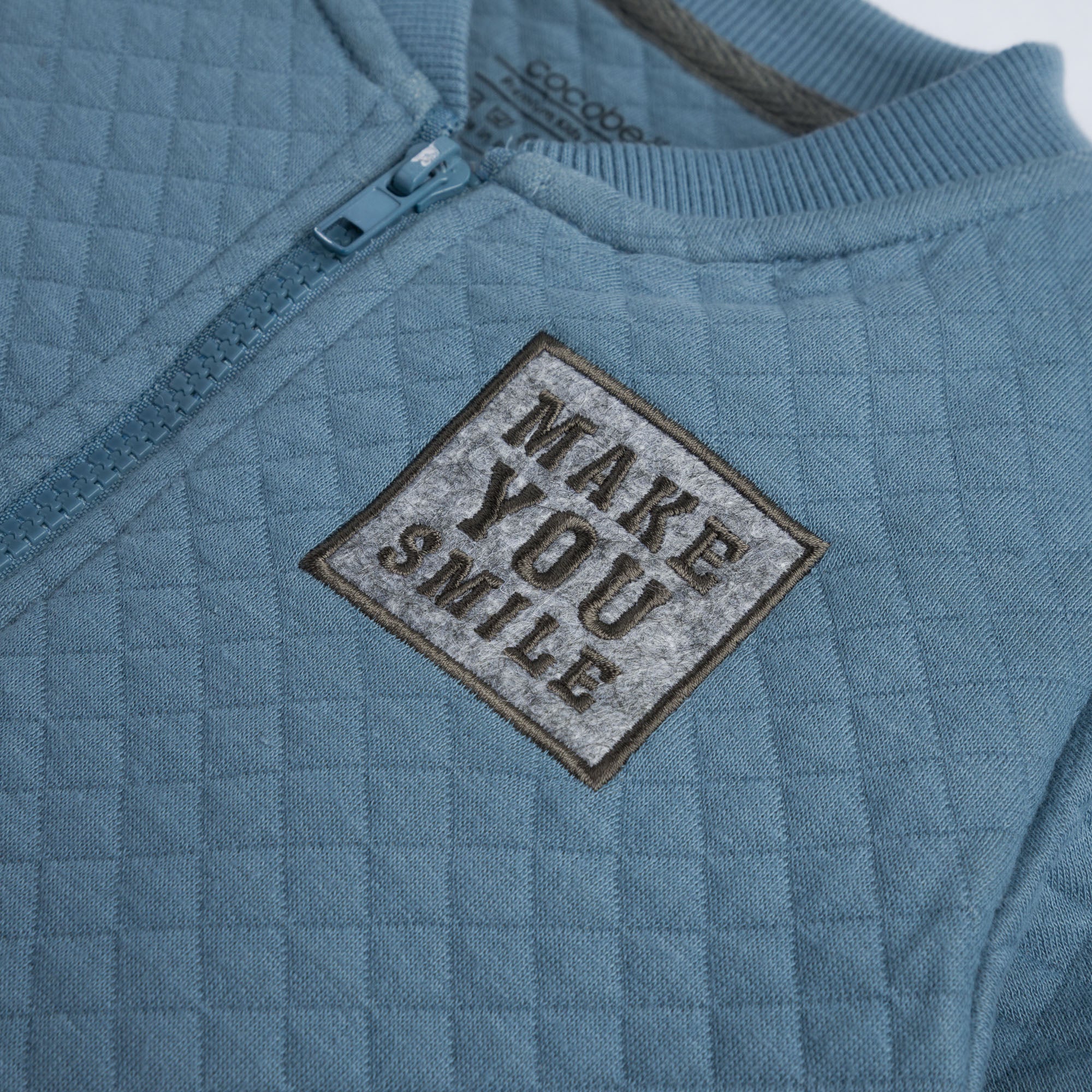 Quilted blue zipped jacket - Image 2