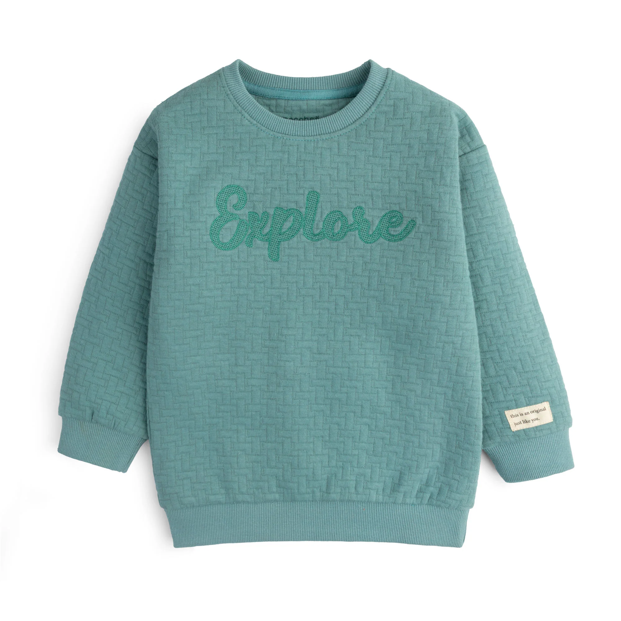 Dusty-Teal Quilted Sweatshirt