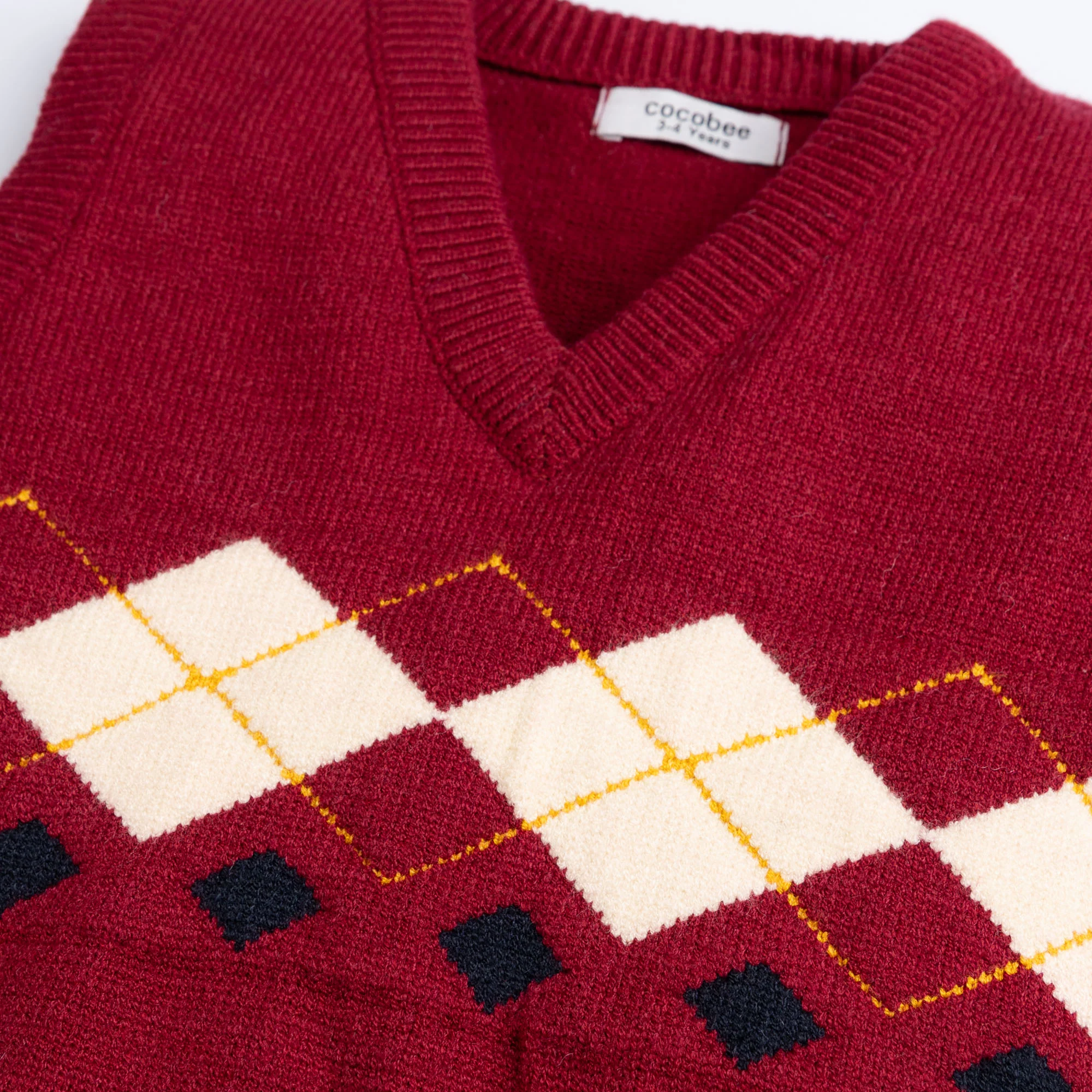 Maroon Argyle Sweater - Image 2