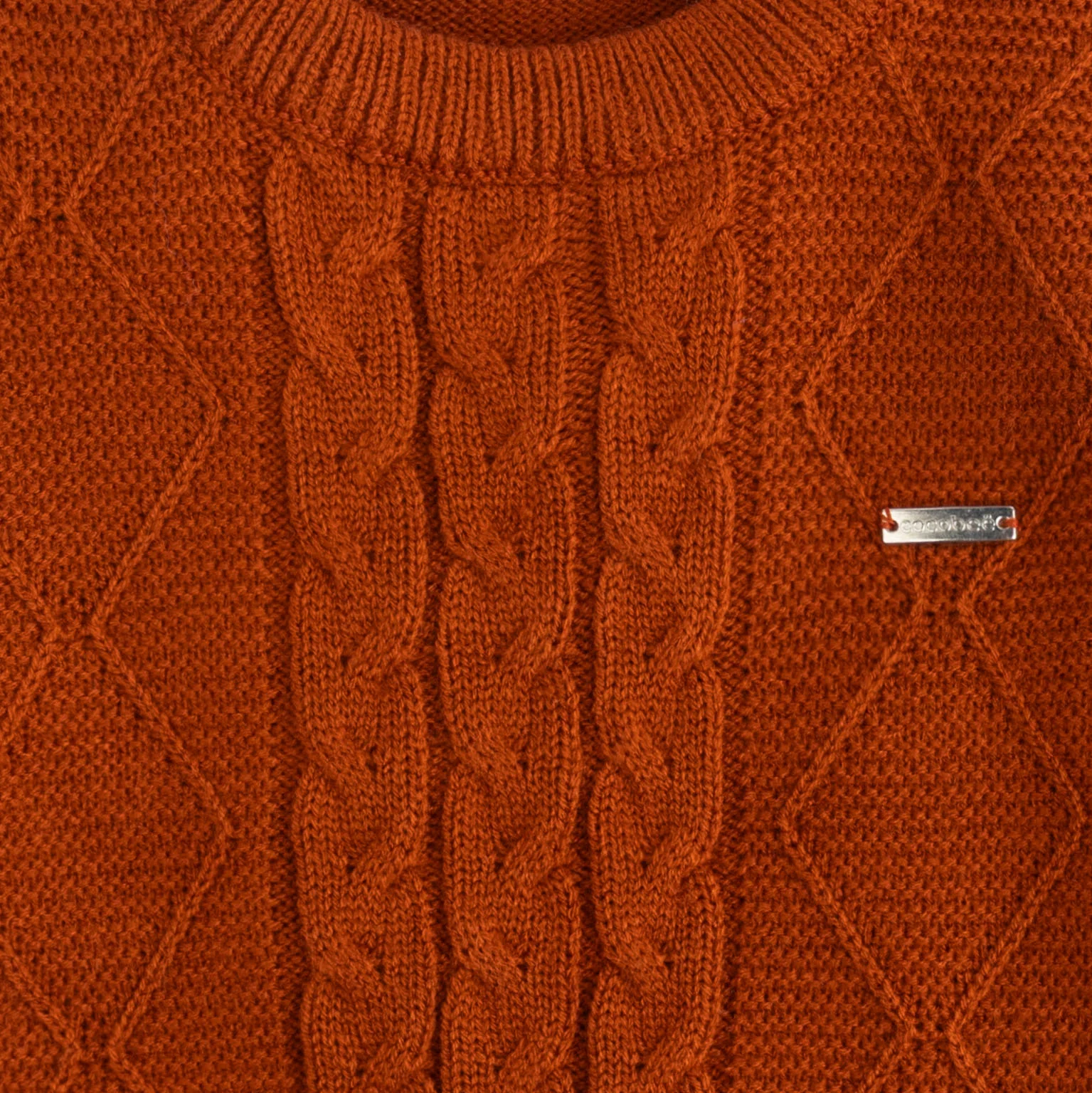 Burnt Rust Cable-Knit Sweater - Image 2