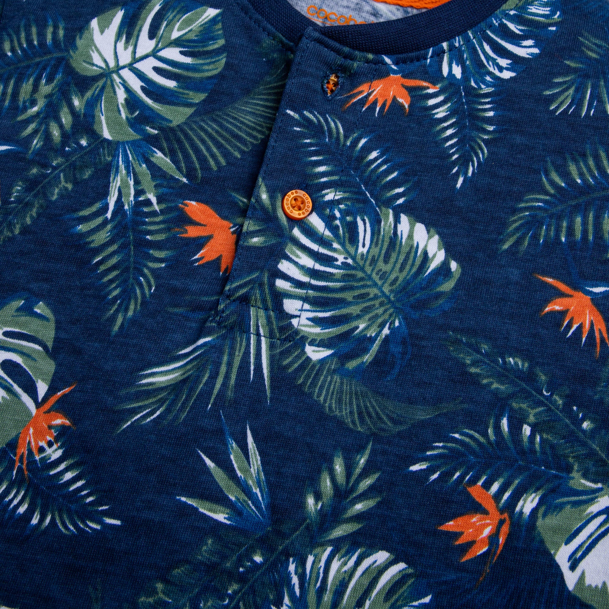Botanical Blue Henley T-Shirt - Image 2