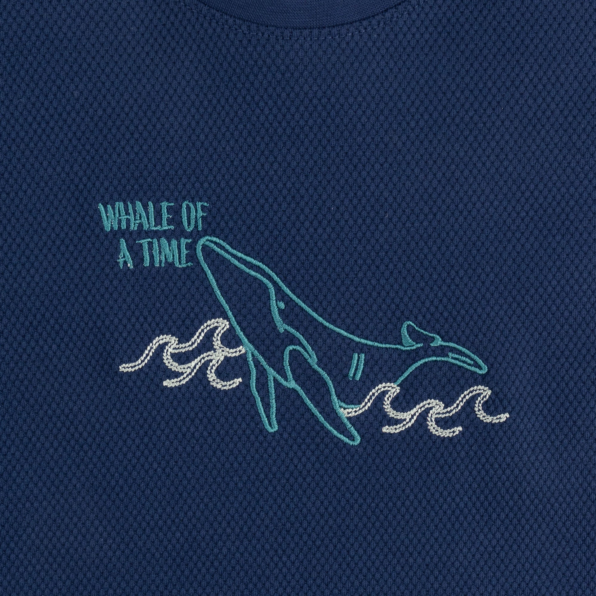 Deep Navy Embroidered Ribbed T-Shirt - Image 2