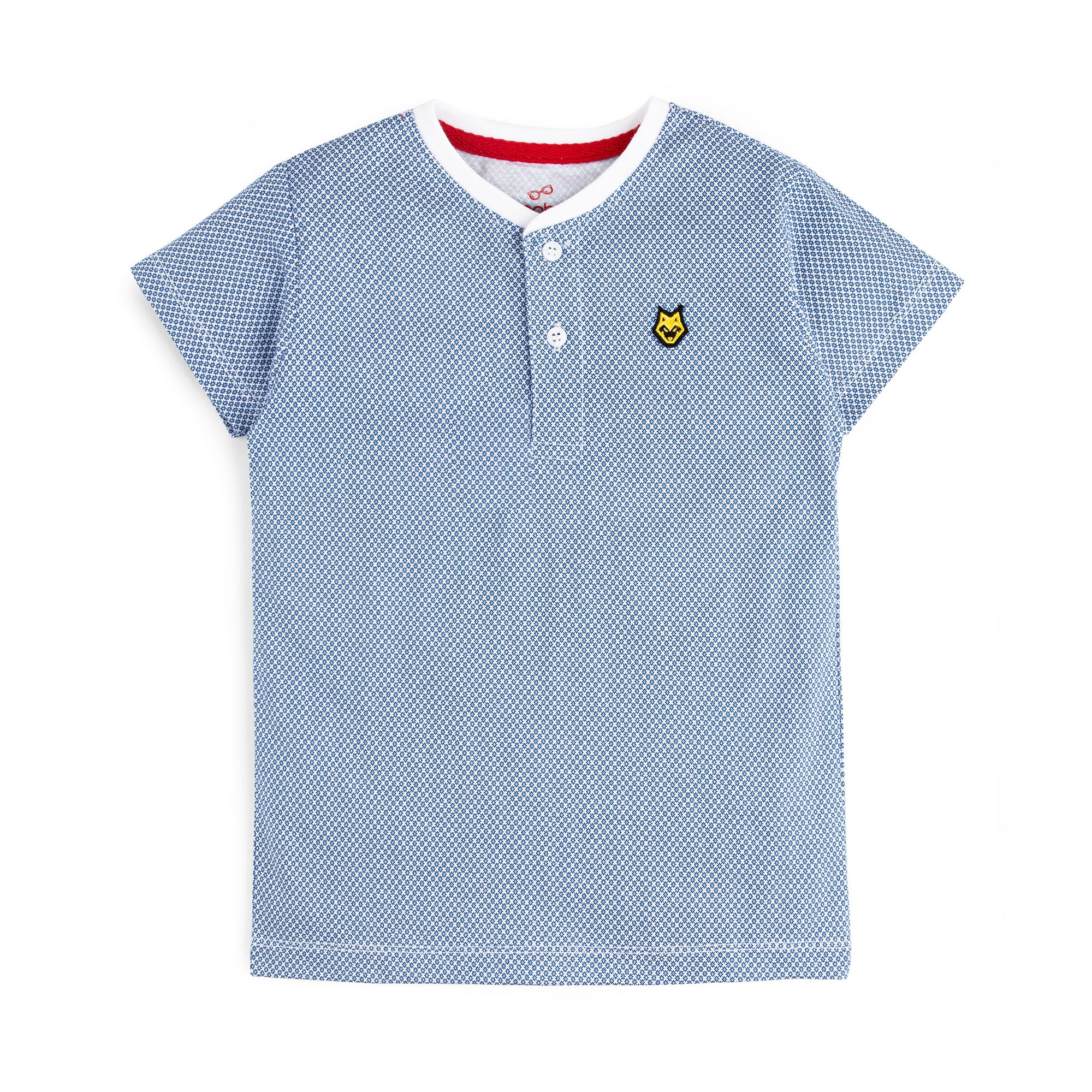 Blue Geomatric Printed Henley
