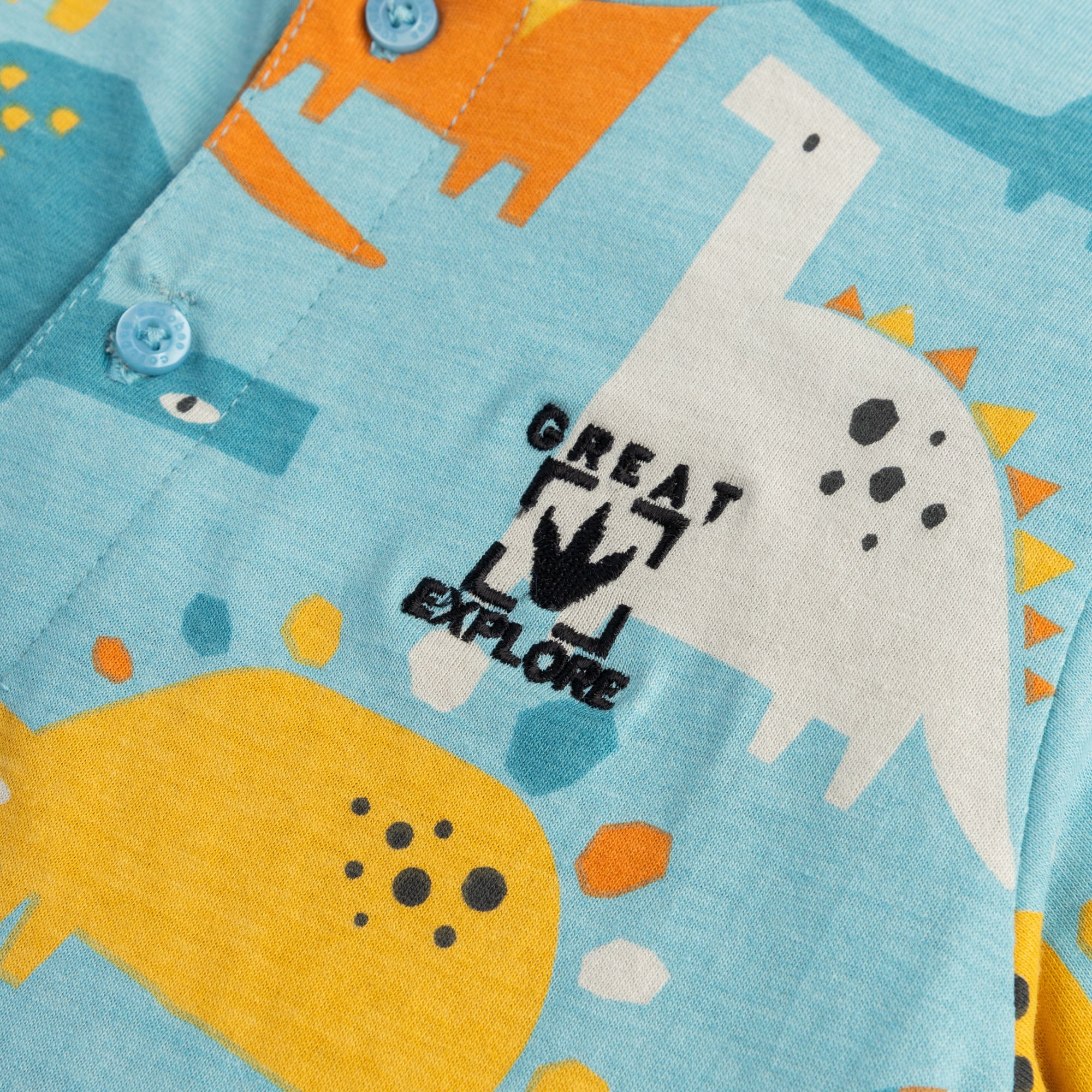 Dino Printed Henley T-shirt - Image 2