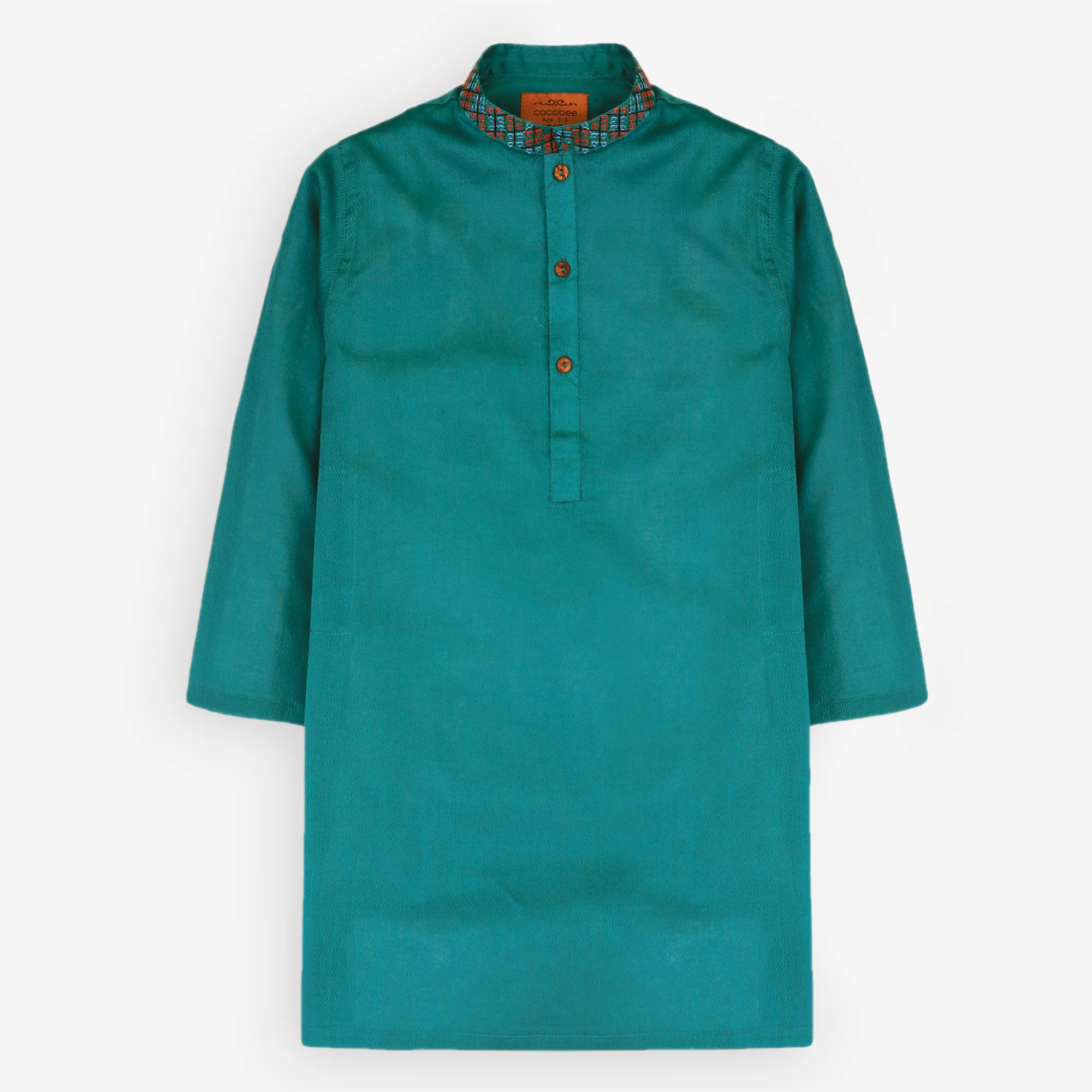 Teal Blue Embroidered Kurta
