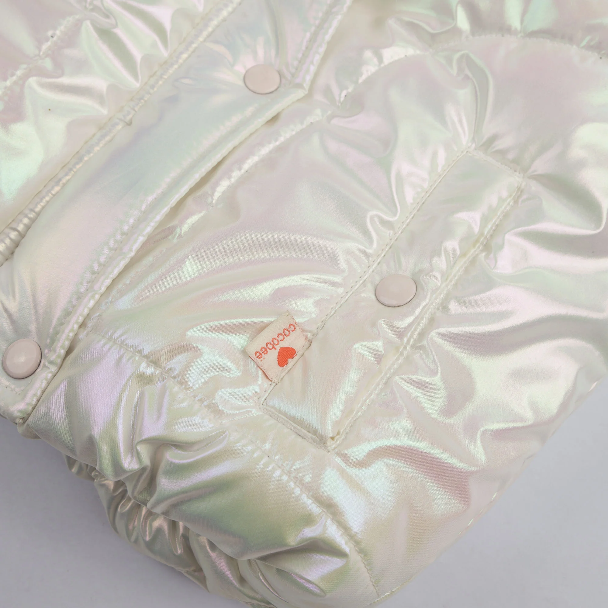 Glittery White Puffer Gilet - Image 2