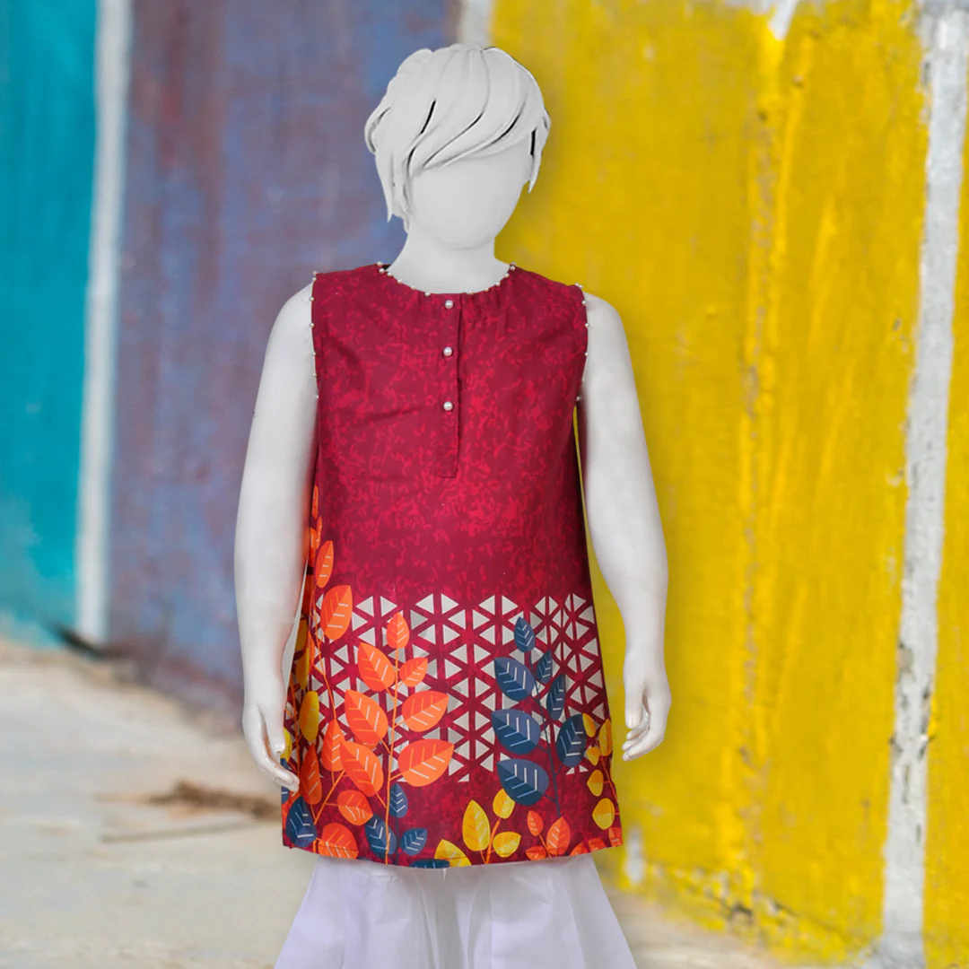 Maroon Geometric Kurti - Image 2