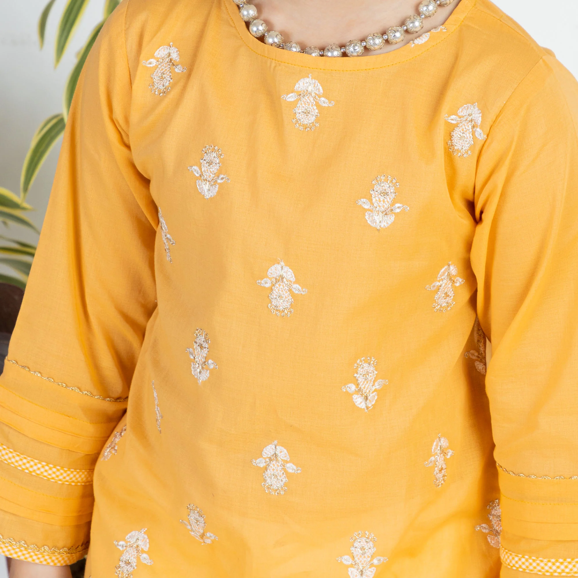 Lustrous Yellow Embroidered Kurti - Image 3