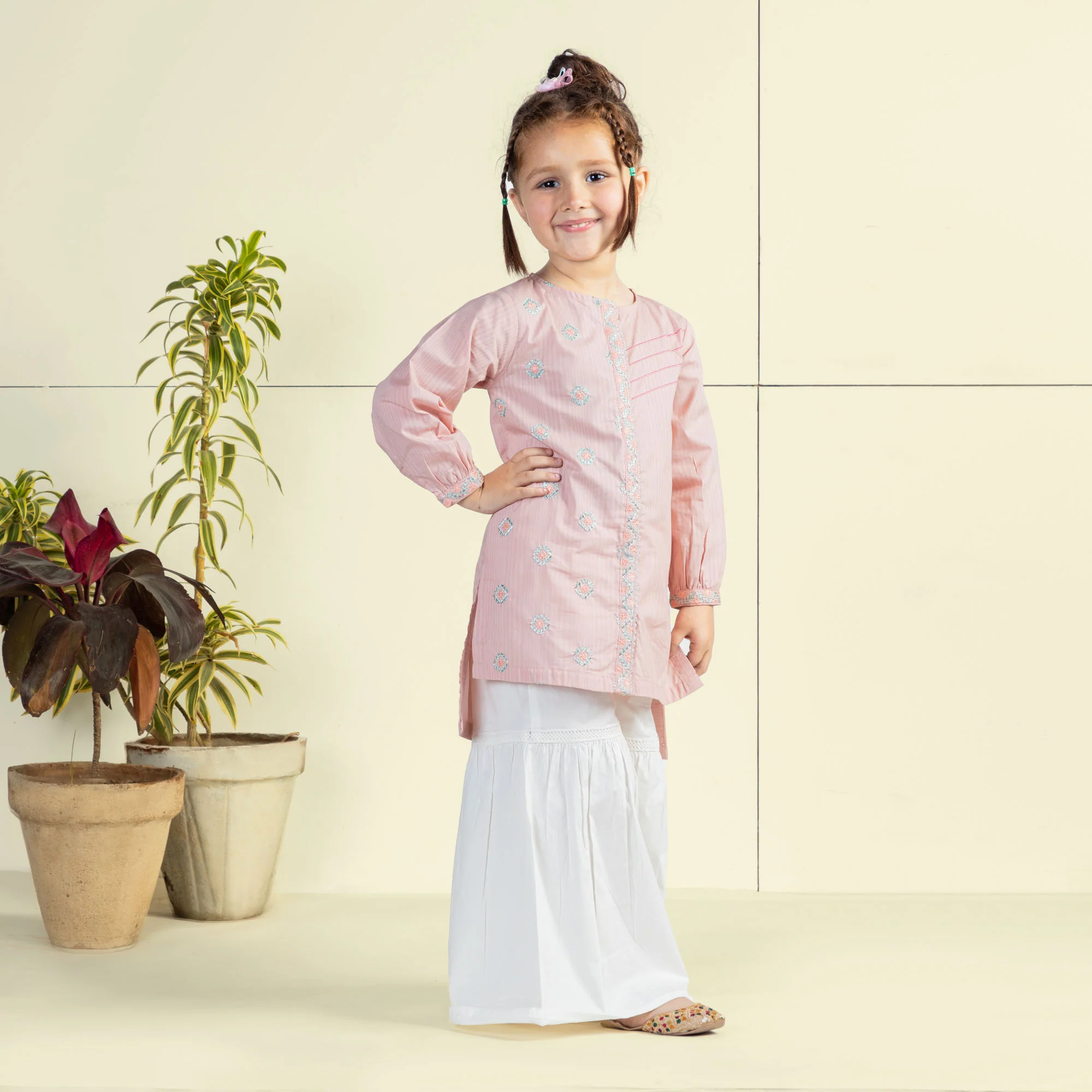 Gleaming Pink Embroidered Kurti