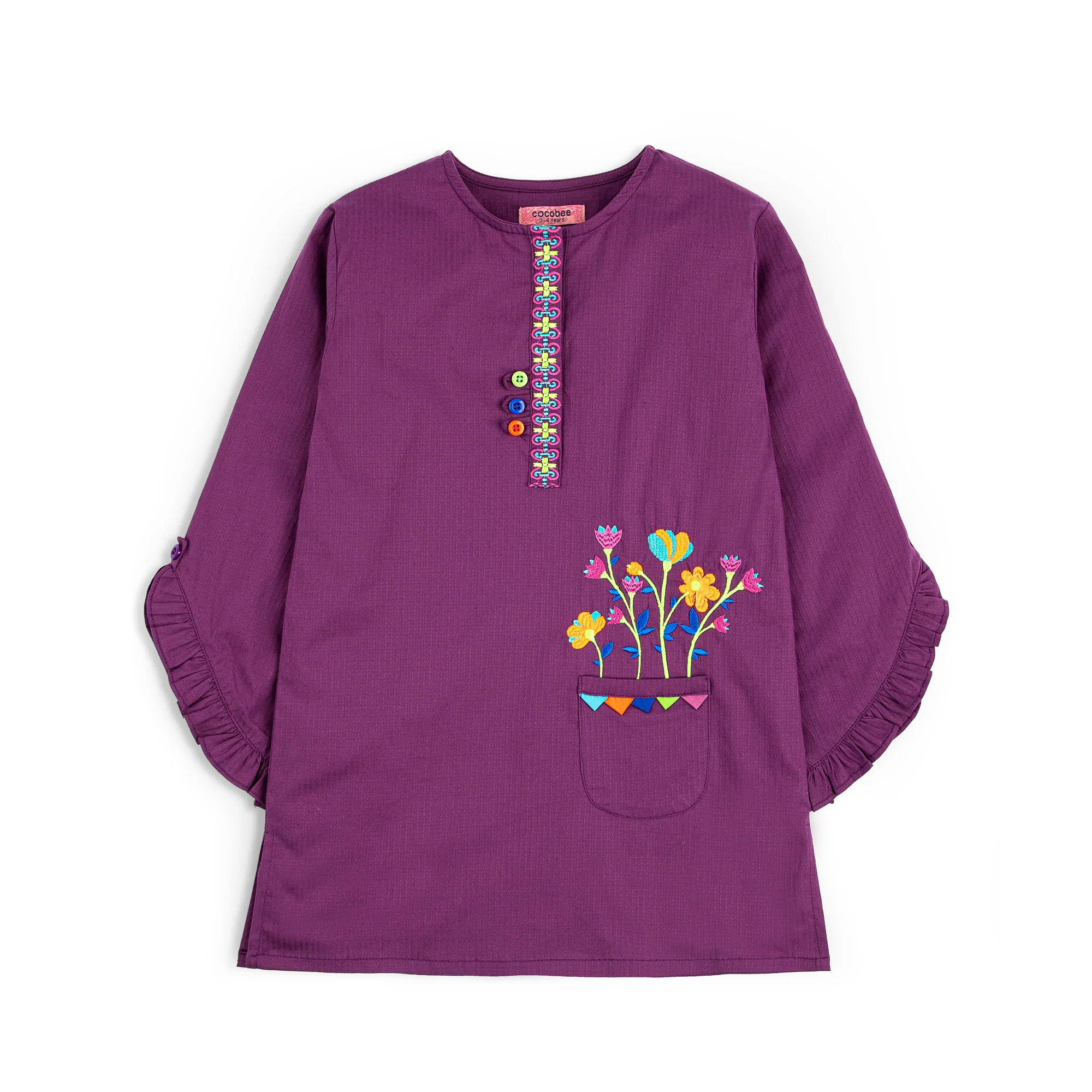 Purple Embroidered Top