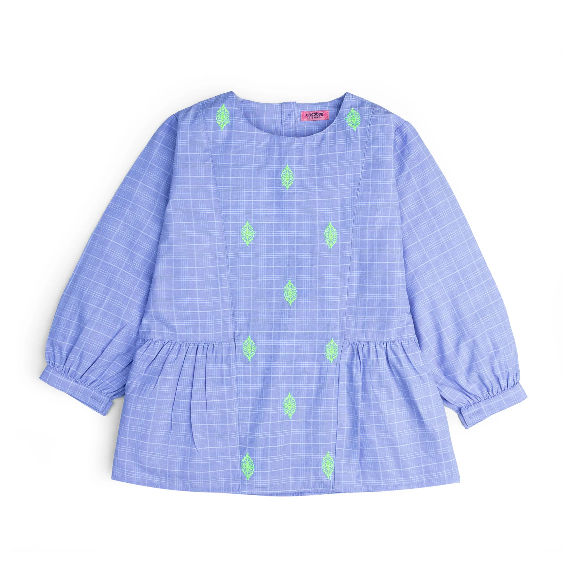 Embroidered Checkered Top