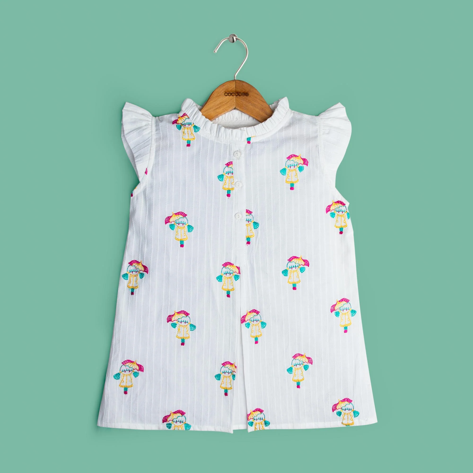 Natural White Embroidered Top
