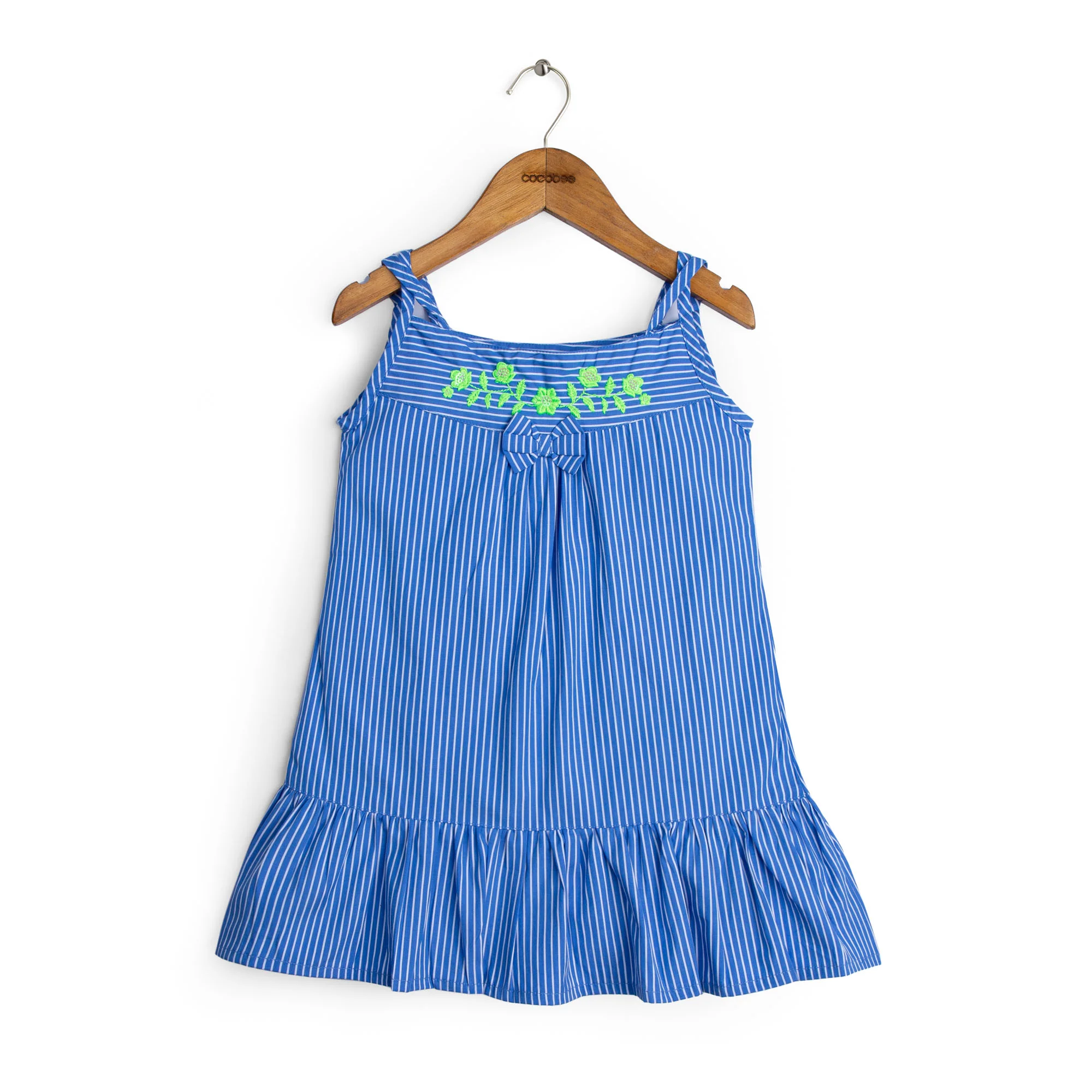 Striper Blue Embroidered Top