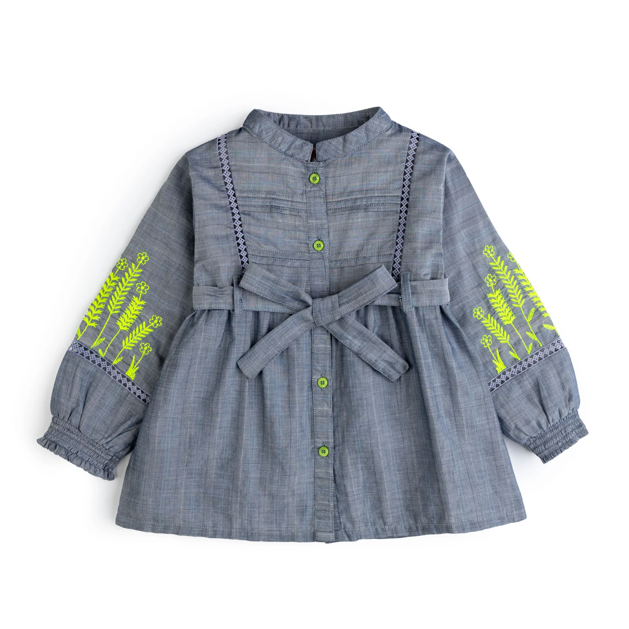 Charcoal Grey Embroidered Top