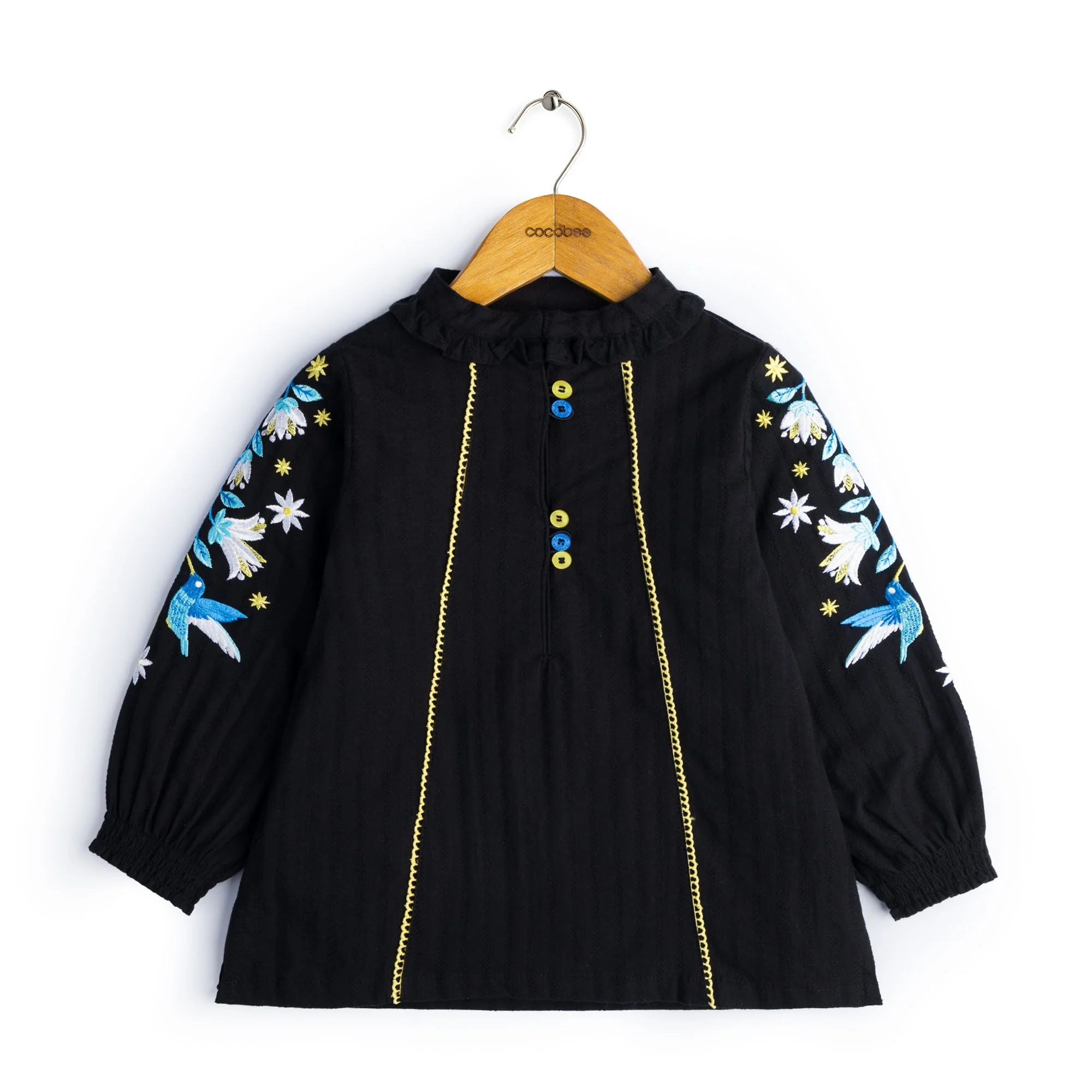 Embroidered Black Winter Top