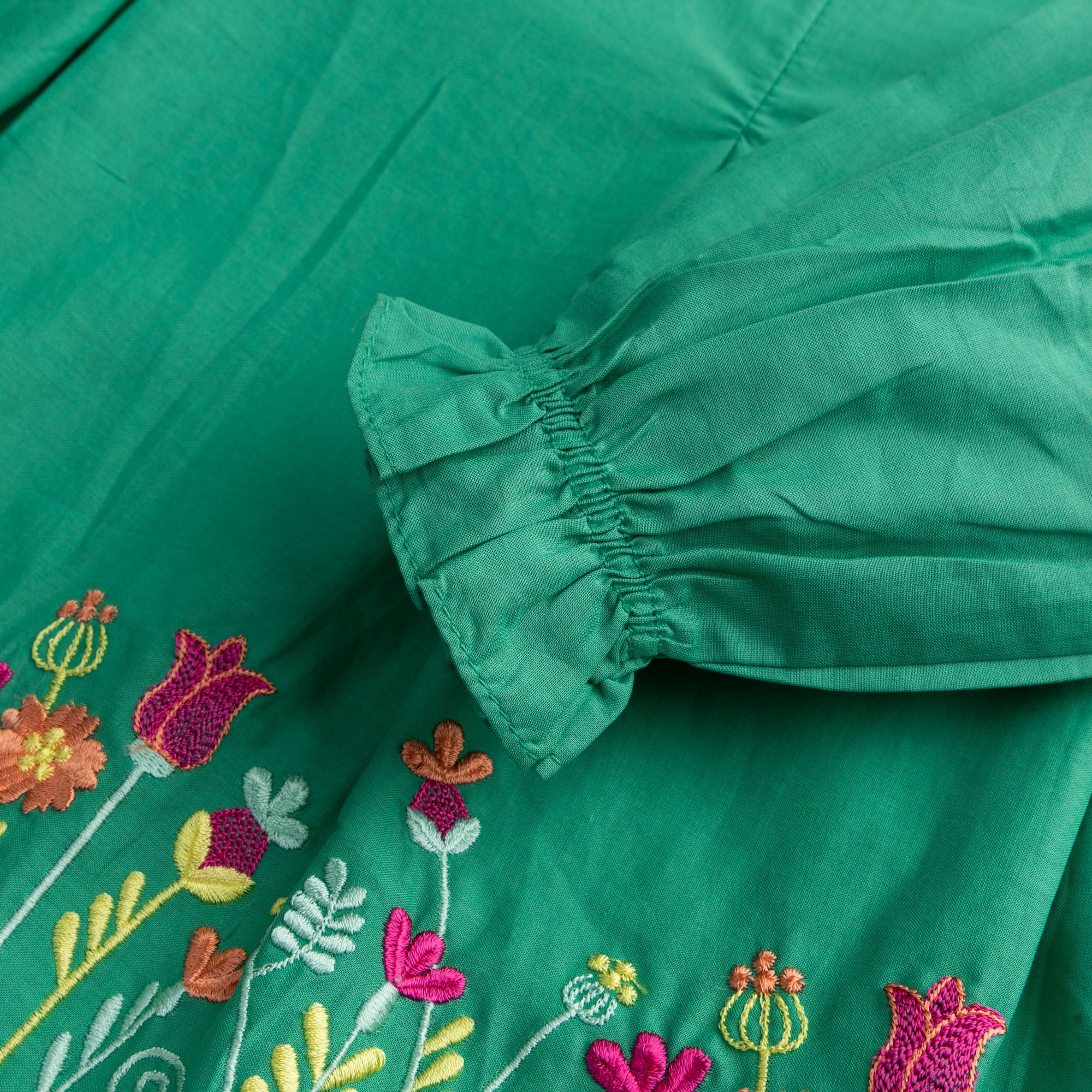 Teal Pleated Embroidered Top - Image 3
