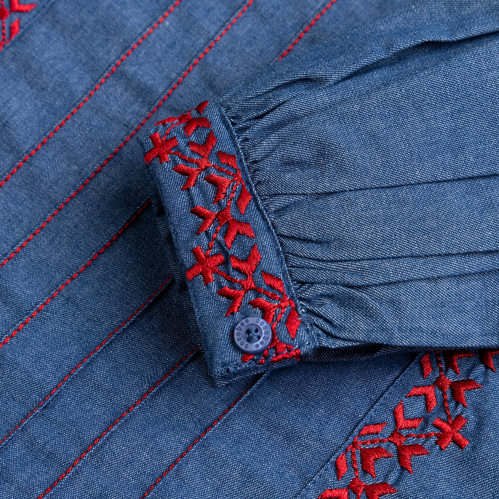Denim Blue Embroidered Top - Image 3