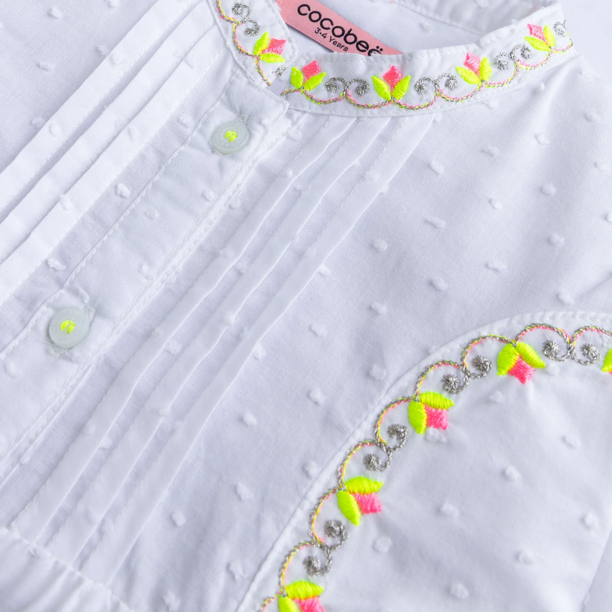 Pleated White Embroidered Top - Image 2