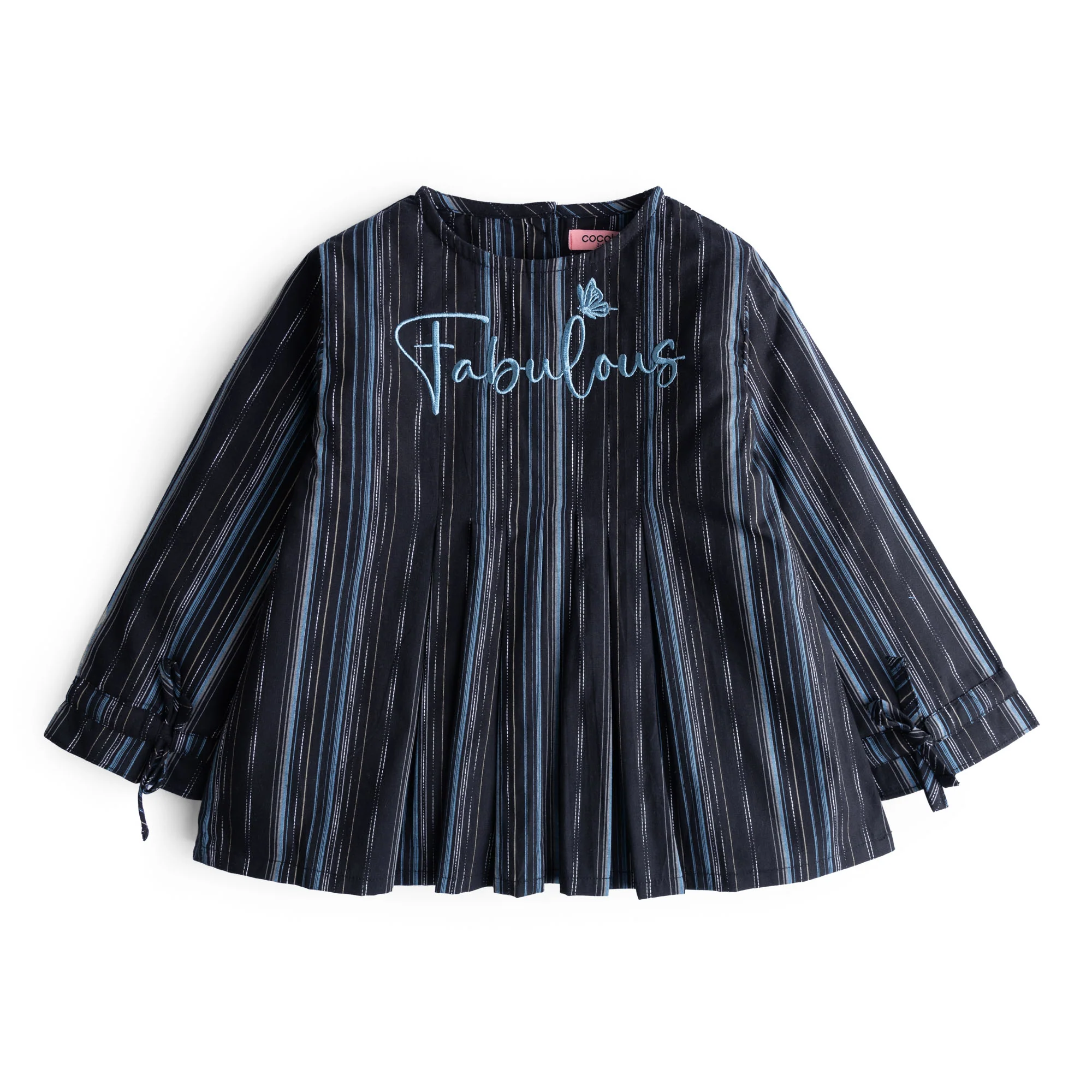 Flared Black Embroidered Top