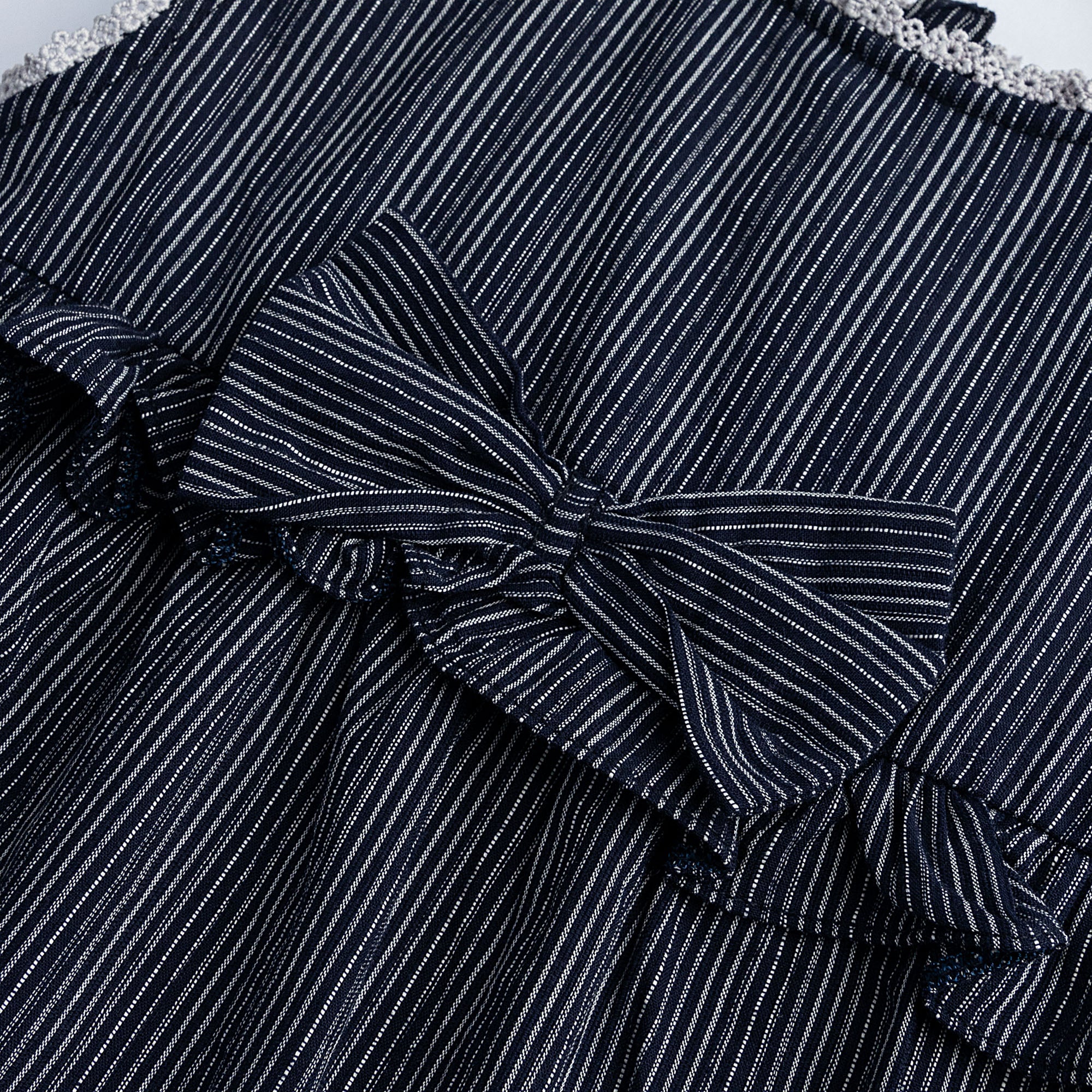 Blue Pinstripe Frilly Top - Image 2