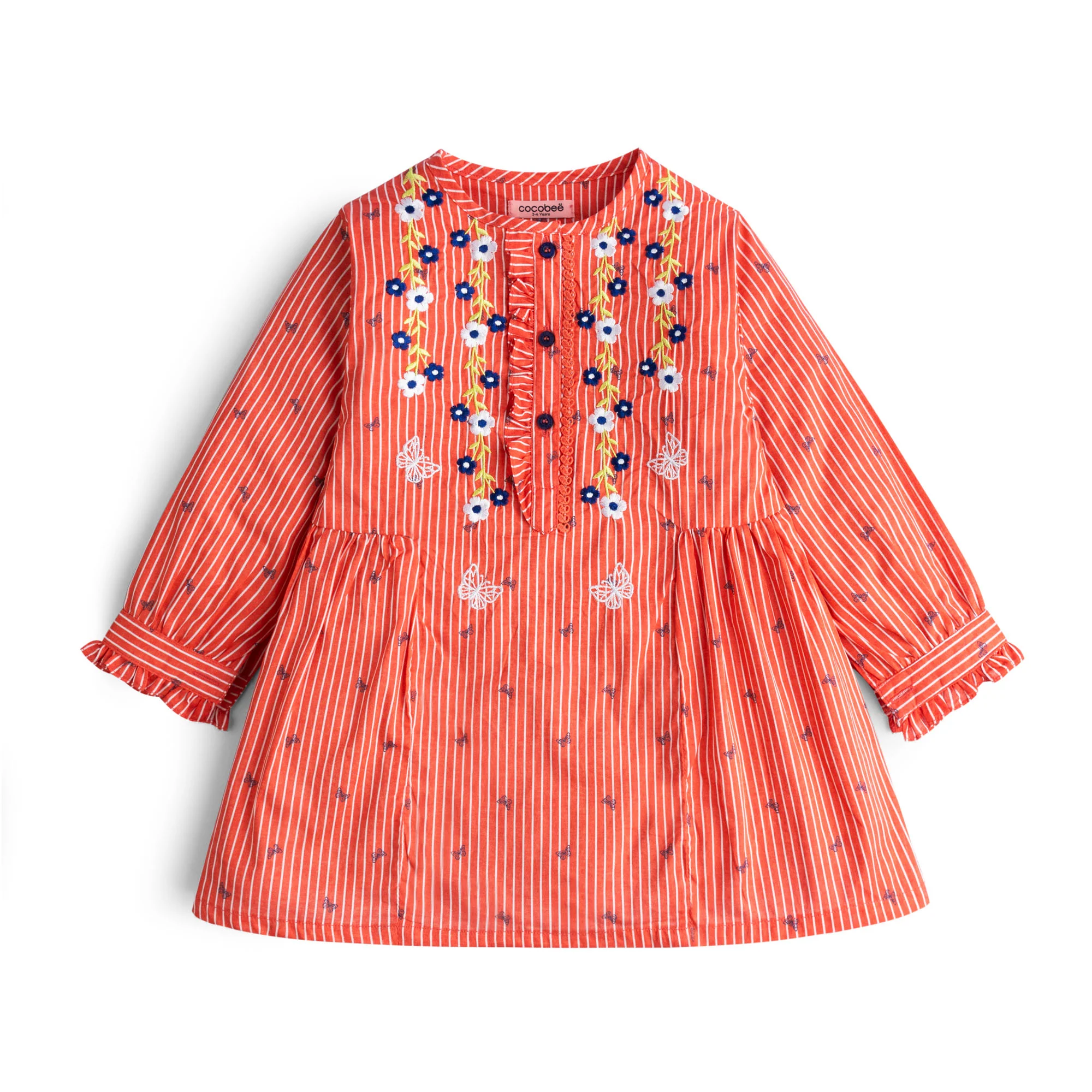 Citrus Stripe Embroidered Top