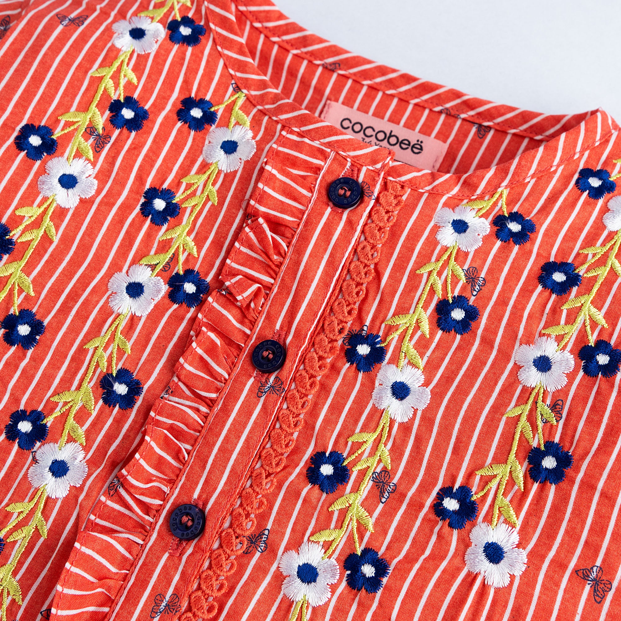 Citrus Stripe Embroidered Top - Image 2