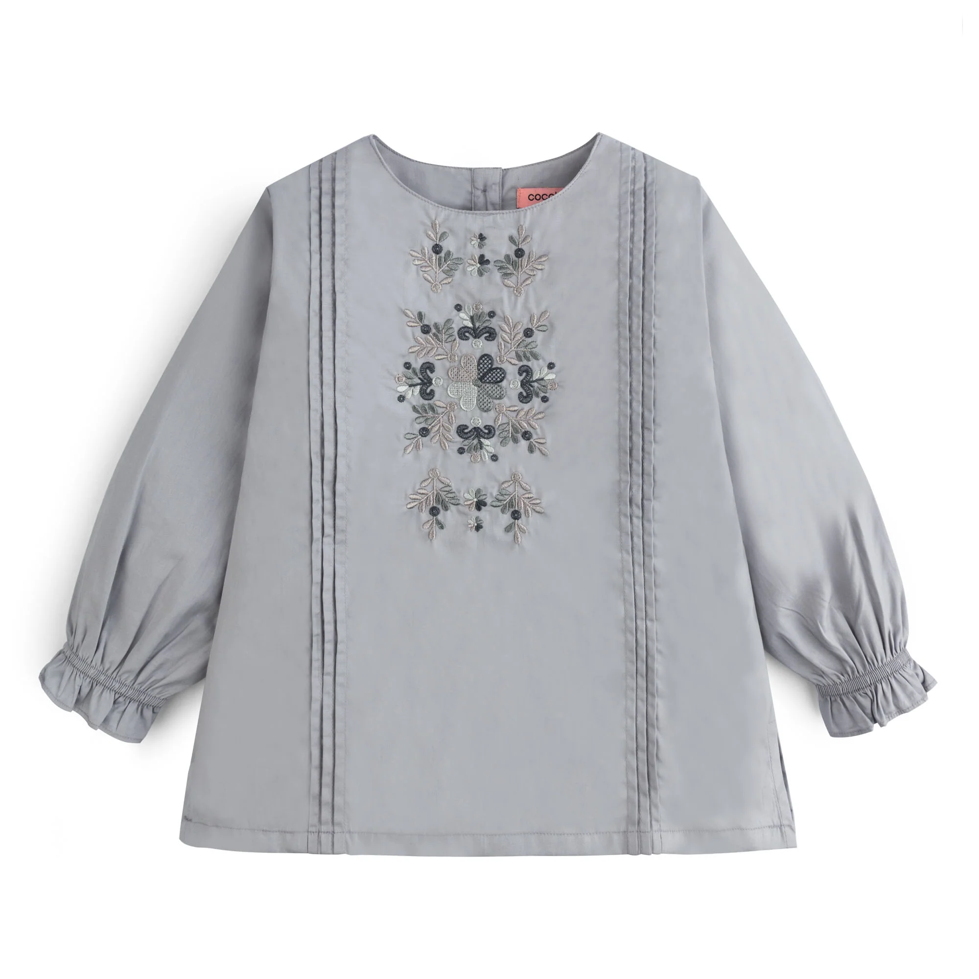 Misty Gray Embroidered Top