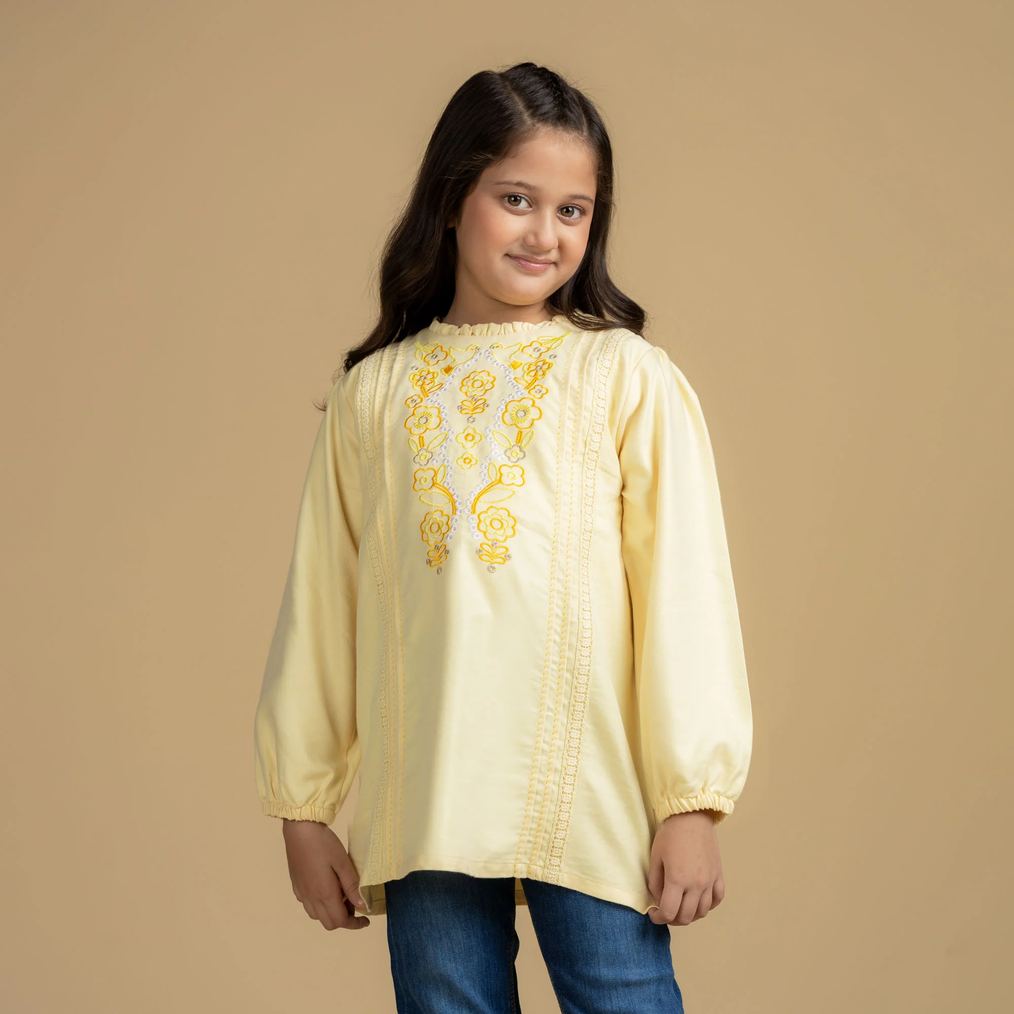 Embroidered Pale Yellow Top - Image 3