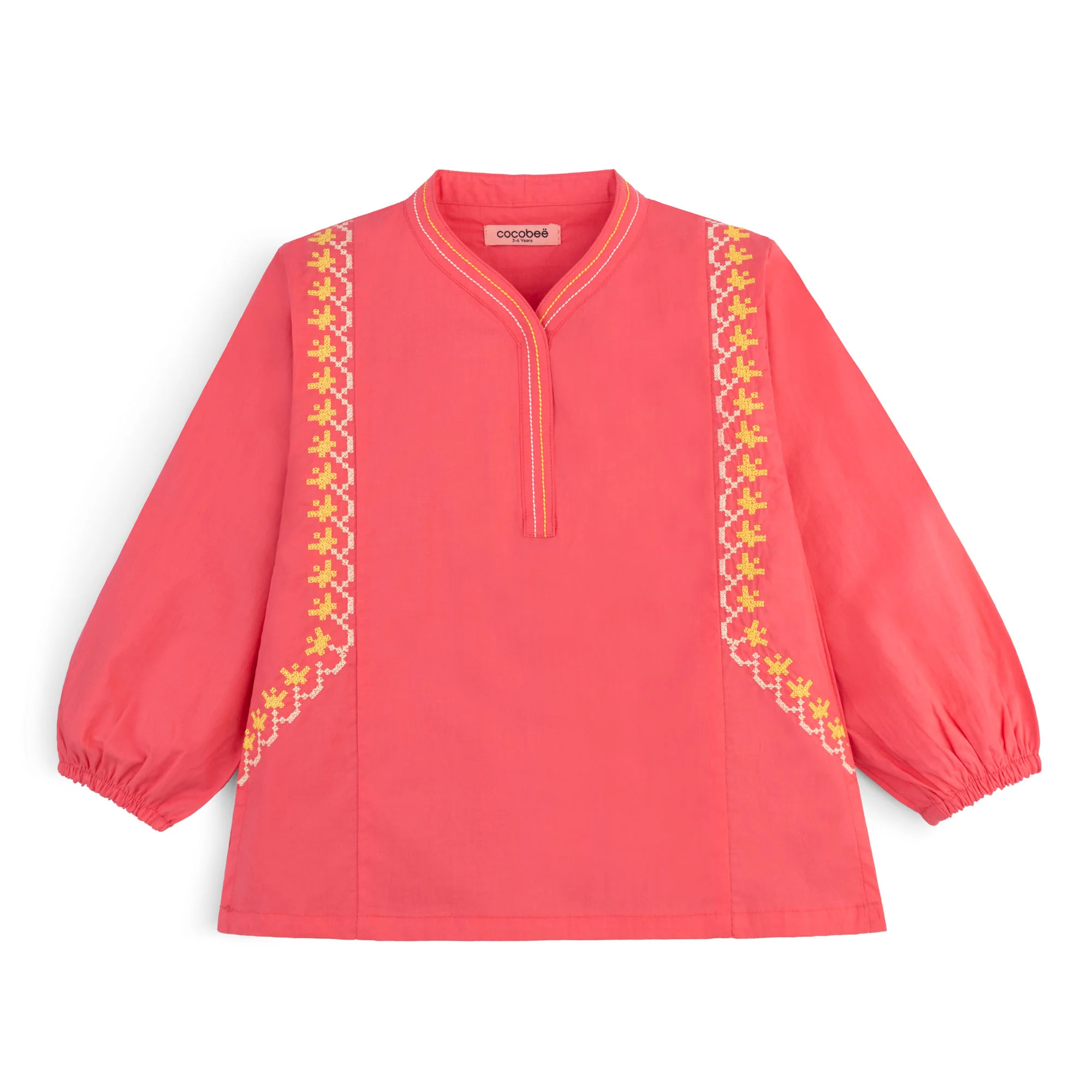 Coral Loom Embroidered Top