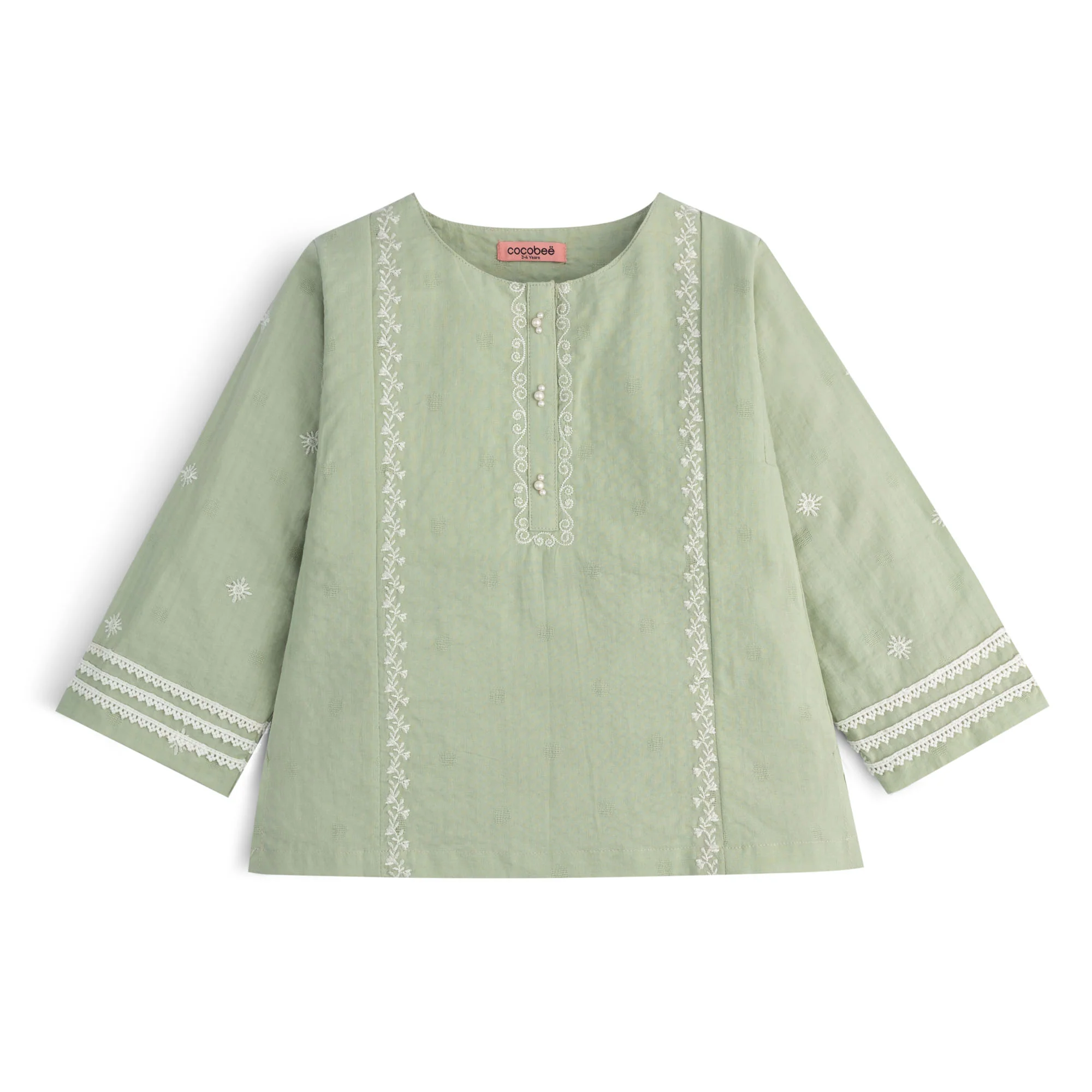 Sage Green Embroidered Top