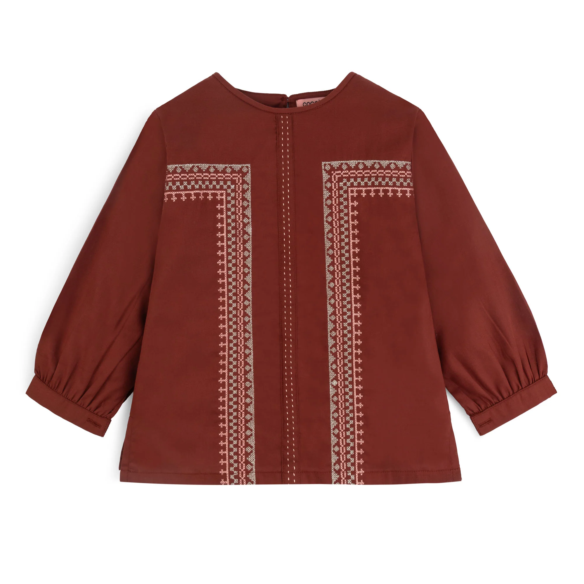 Embroidered Rust Red Tunic Top