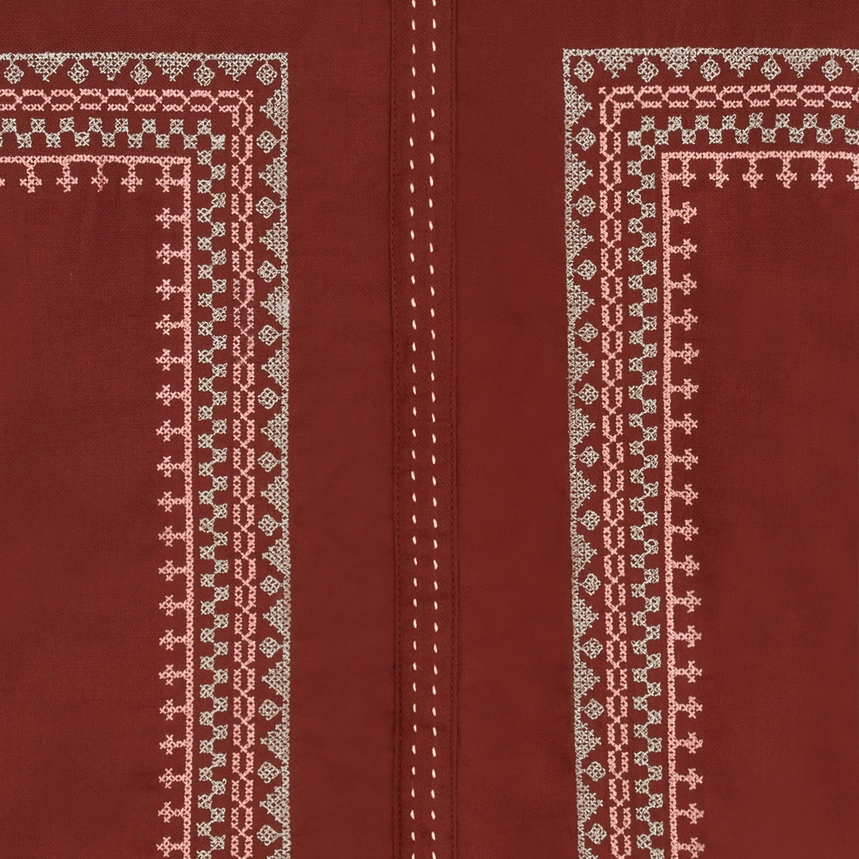 Embroidered Rust Red Tunic Top - Image 2