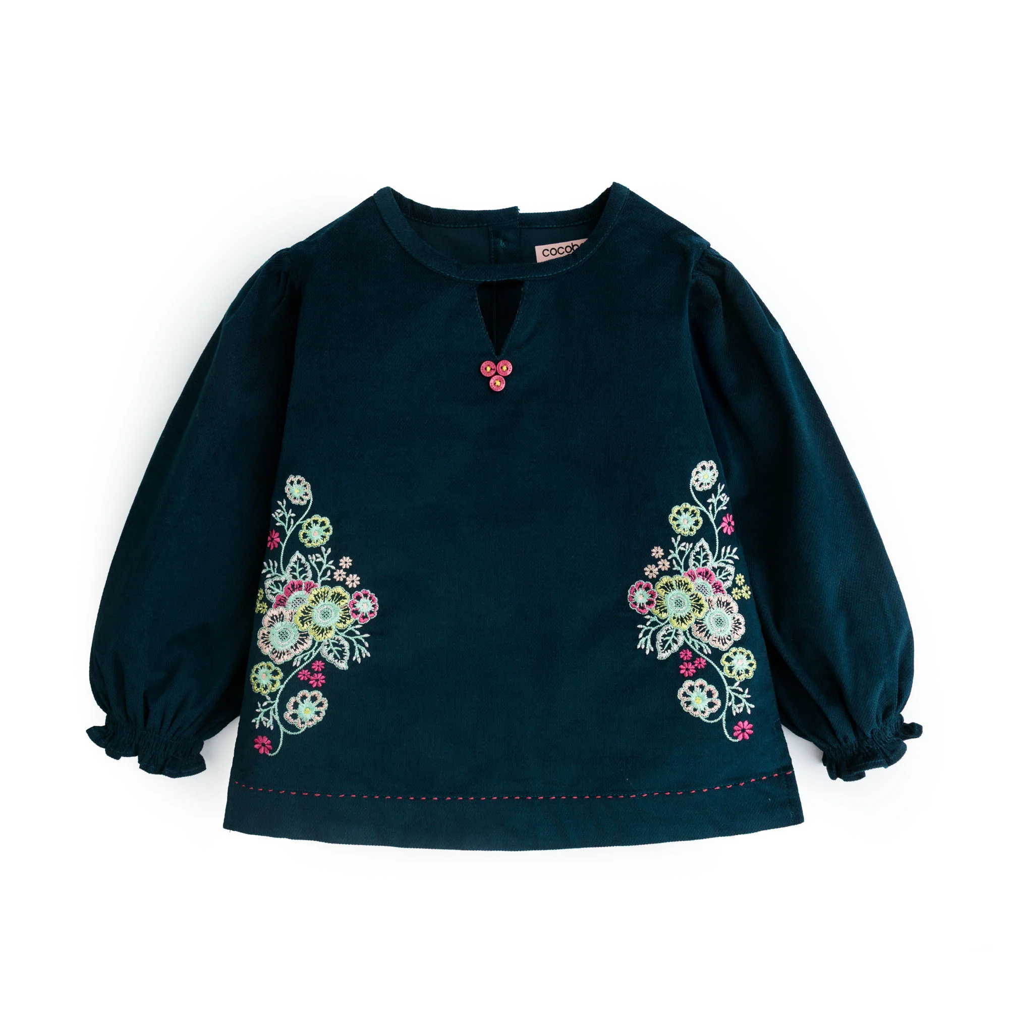 Teal Flore Cord Top
