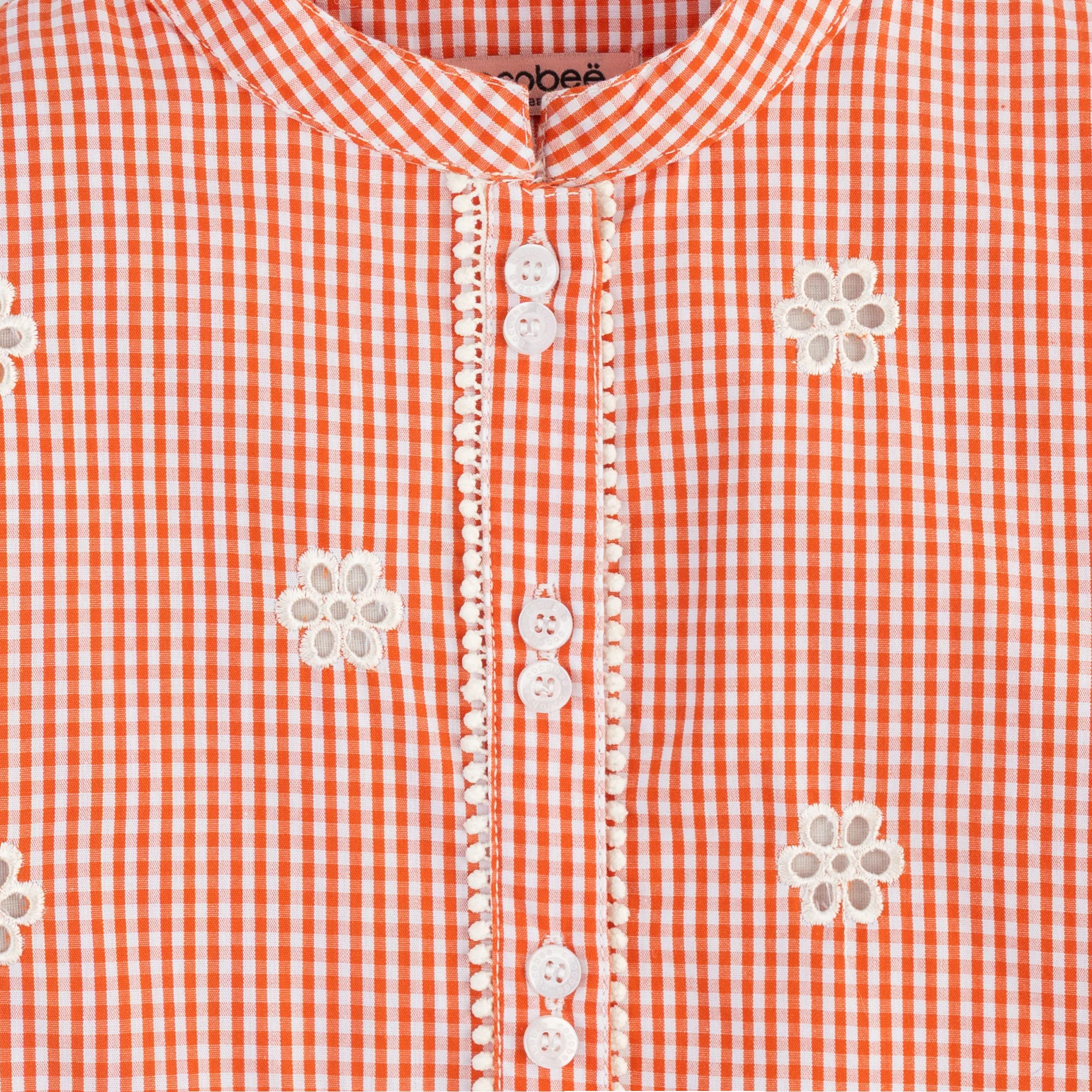 Orange Grid Embroidered Top - Image 2