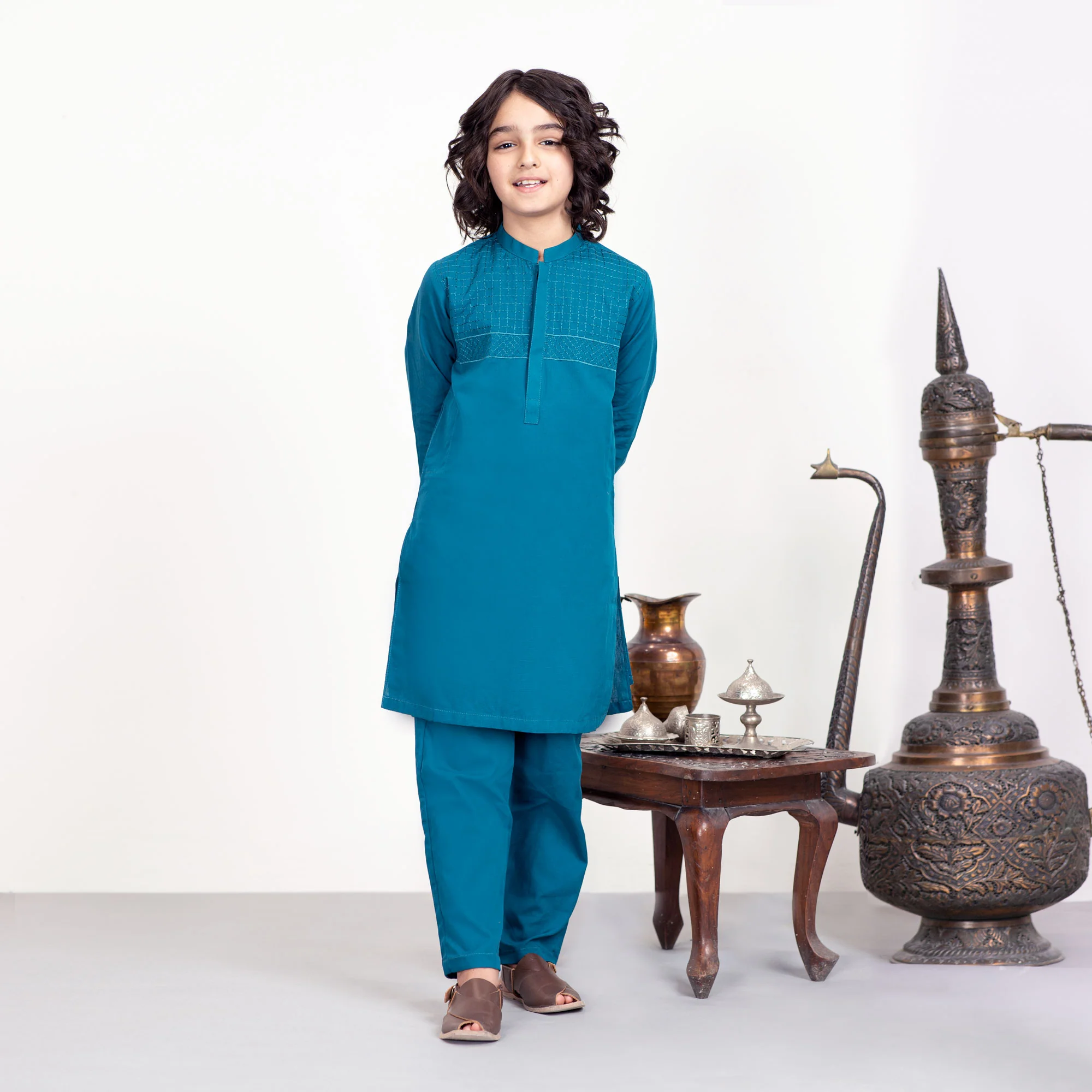 Teal Cotton Suit