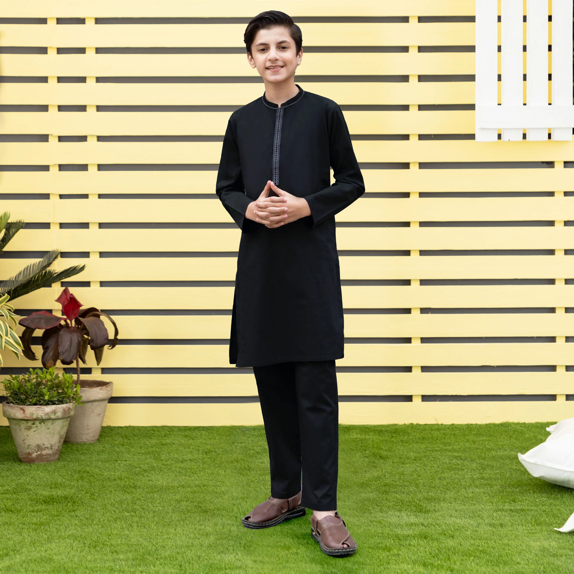 Sable Black Embroidered Suit