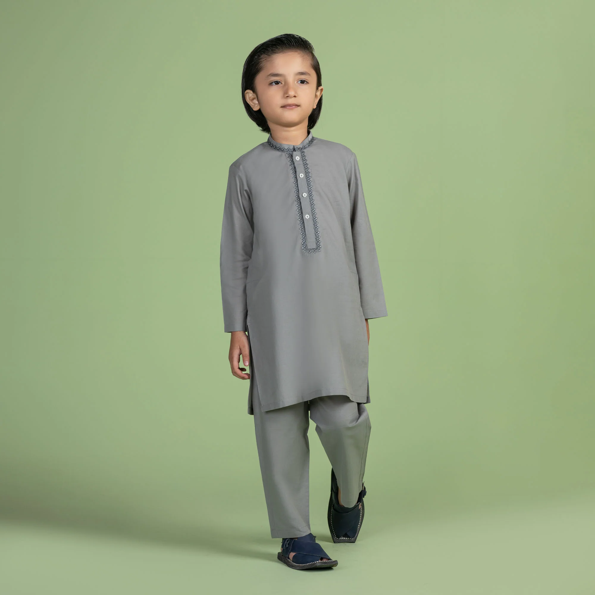 Grey Embroidered Kurta Pajama