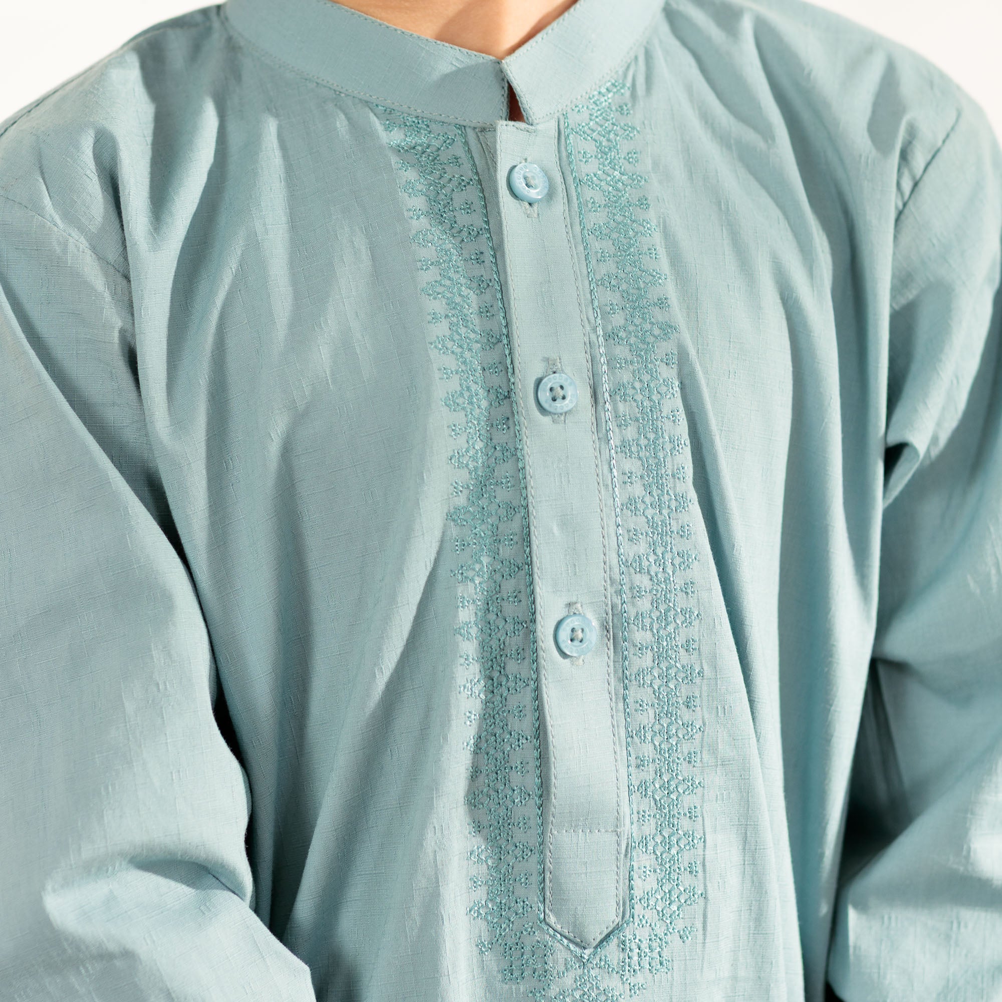 Blue Embroidered Kurta Suit - Image 3