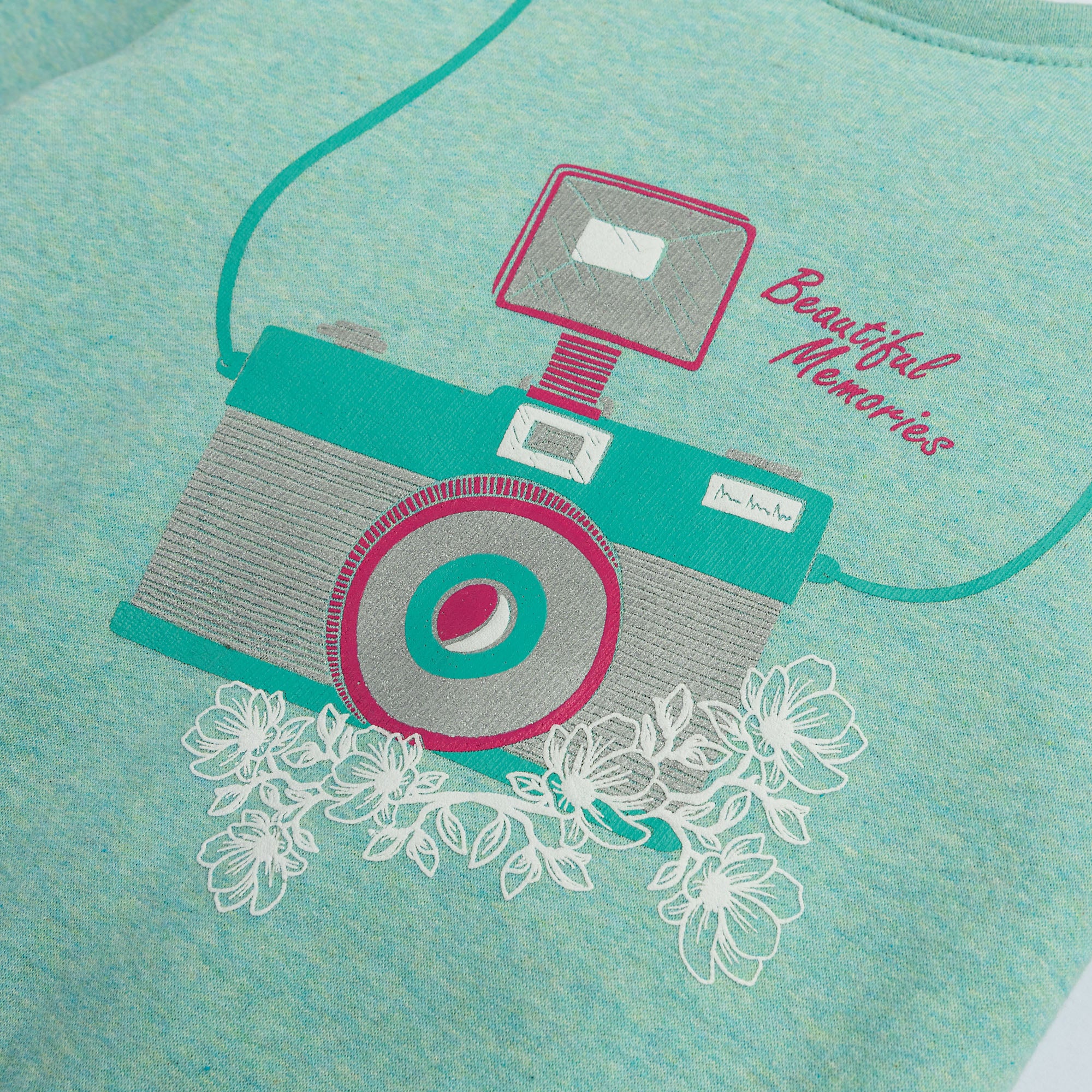 Mint Blue Printed Sweatshirt - Image 2