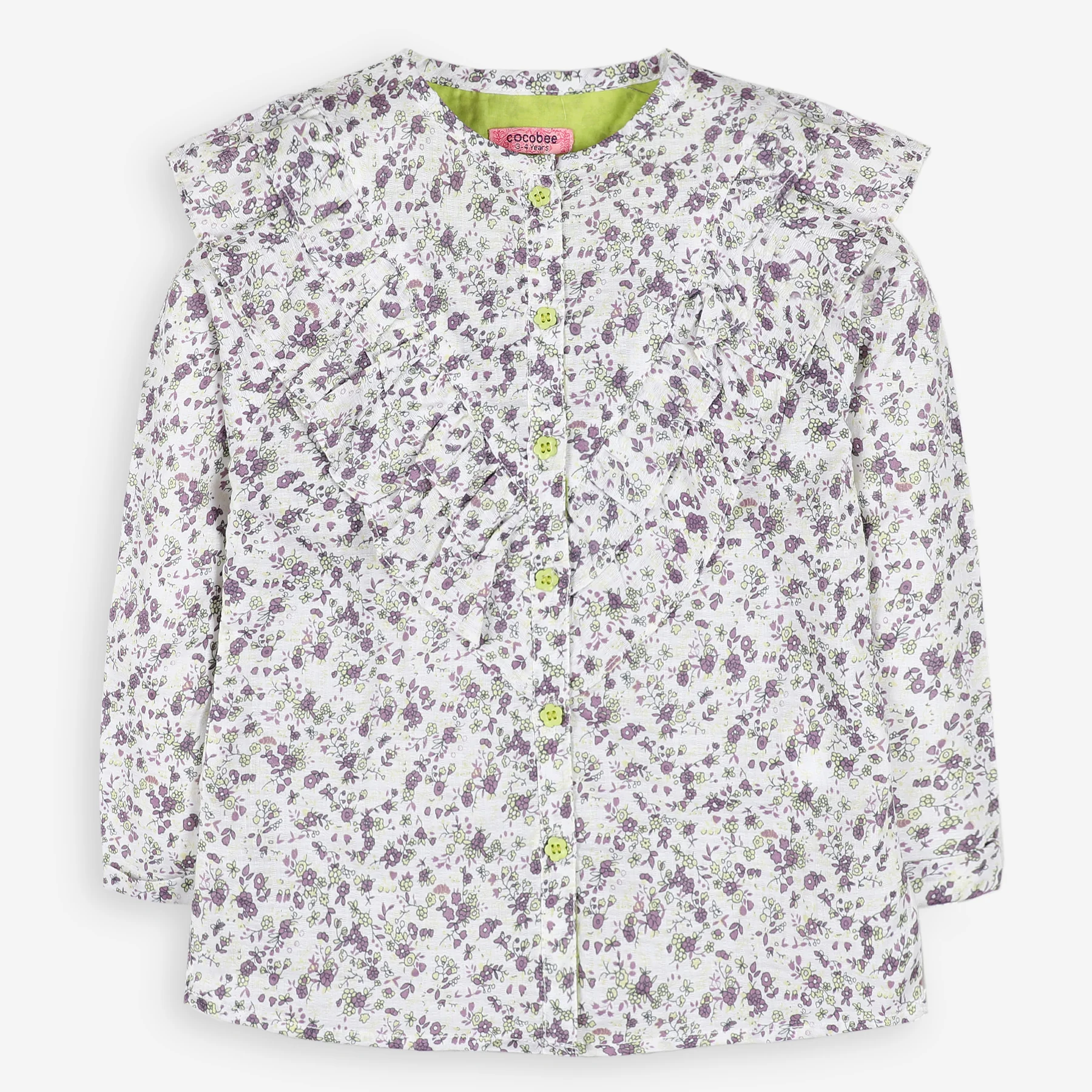 White Micro Printed Lavender Top