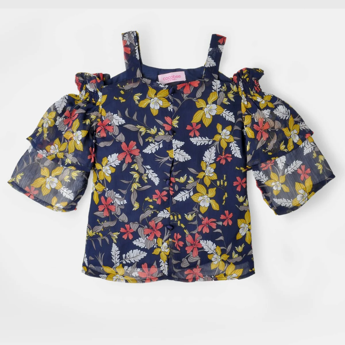 Blue Shoulder Cut Top